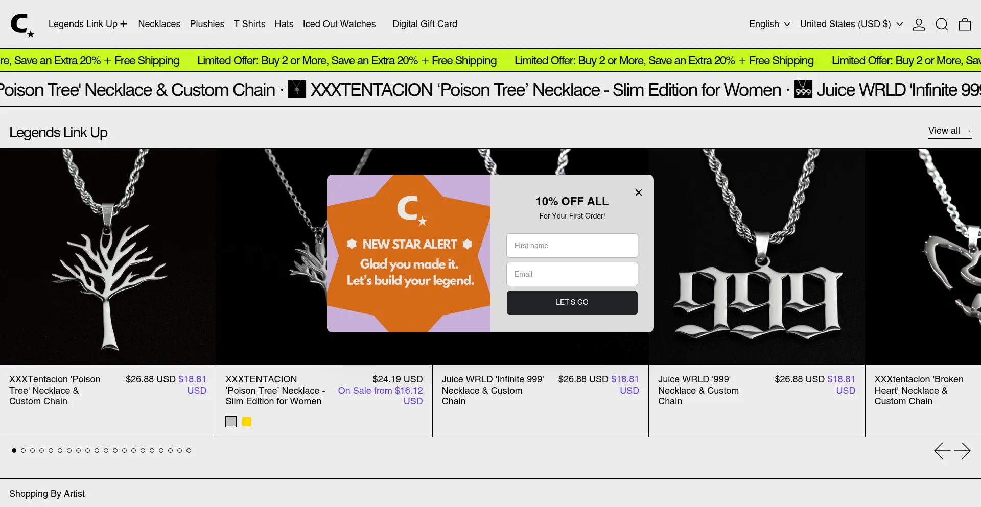 Website screenshot of Cult-star.com