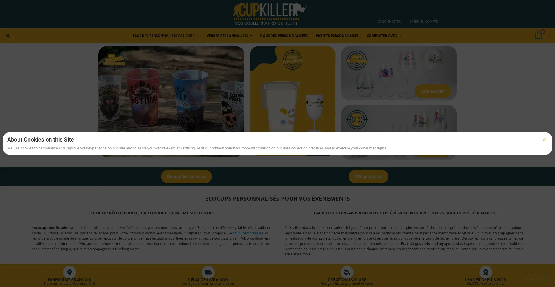 Website screenshot of Cupkiller.com