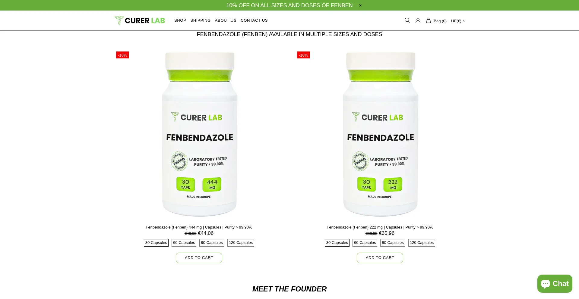 Website screenshot of Curerlab.com