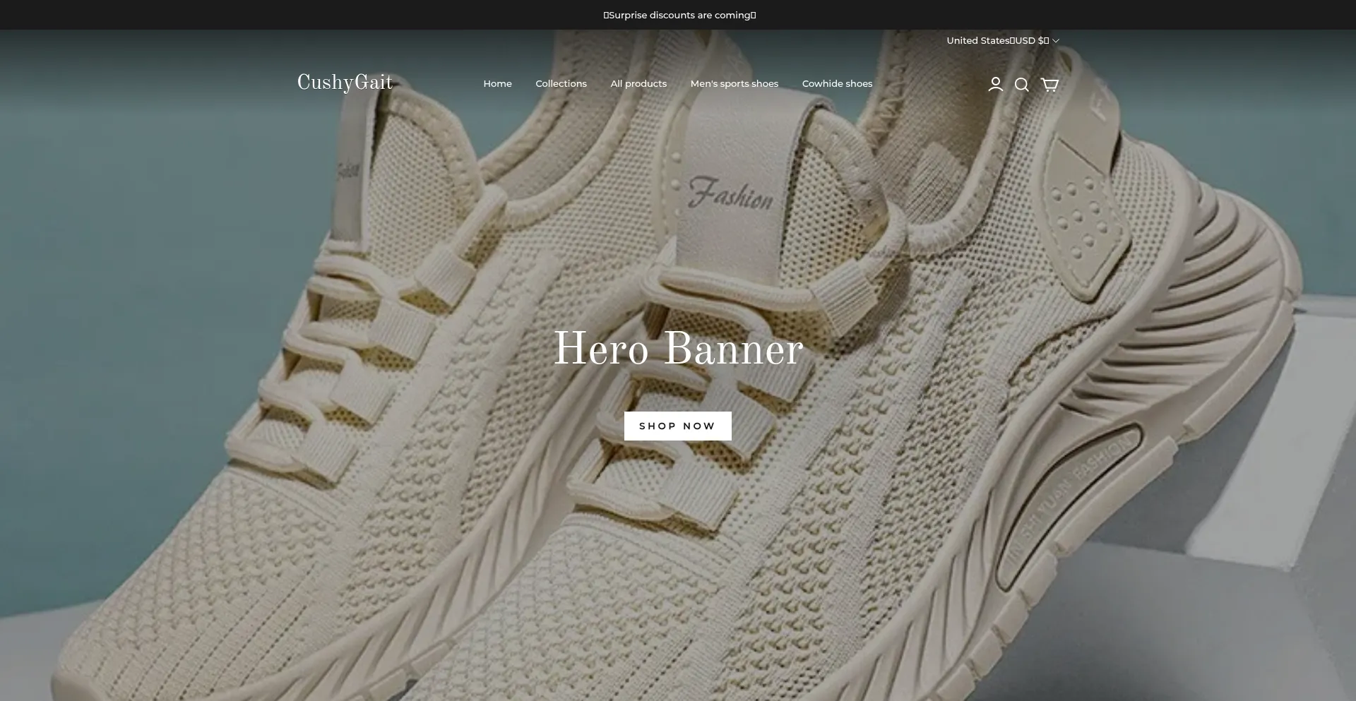 Website screenshot of Cushygait.com