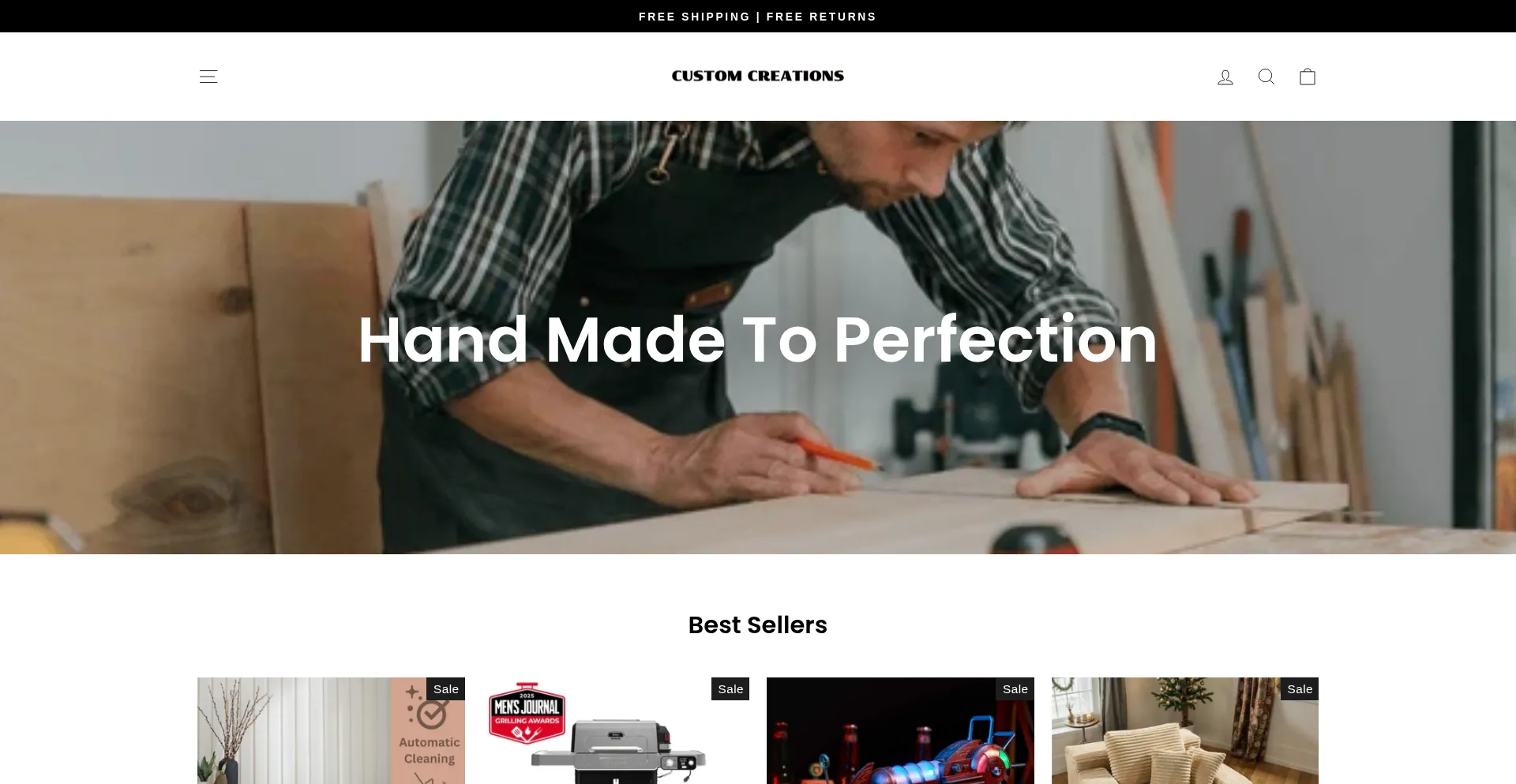 Website screenshot of Customcreationss.co