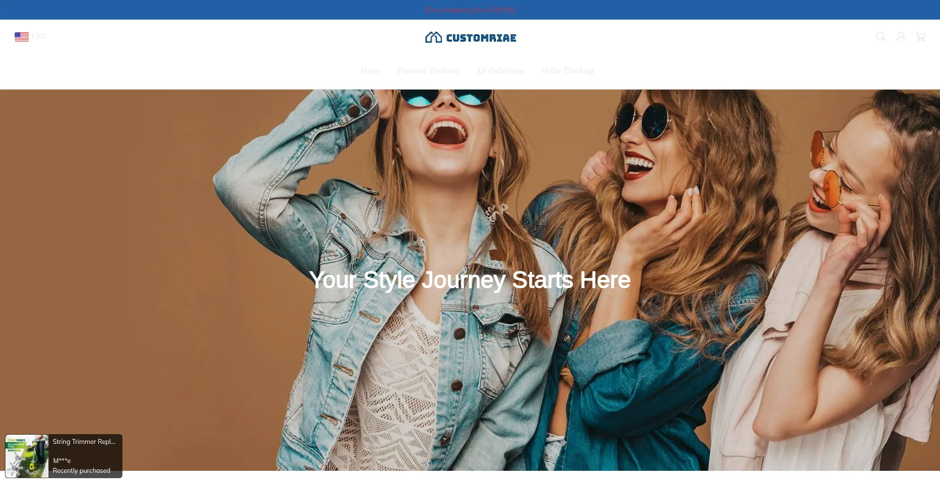Website screenshot of Customriae.com