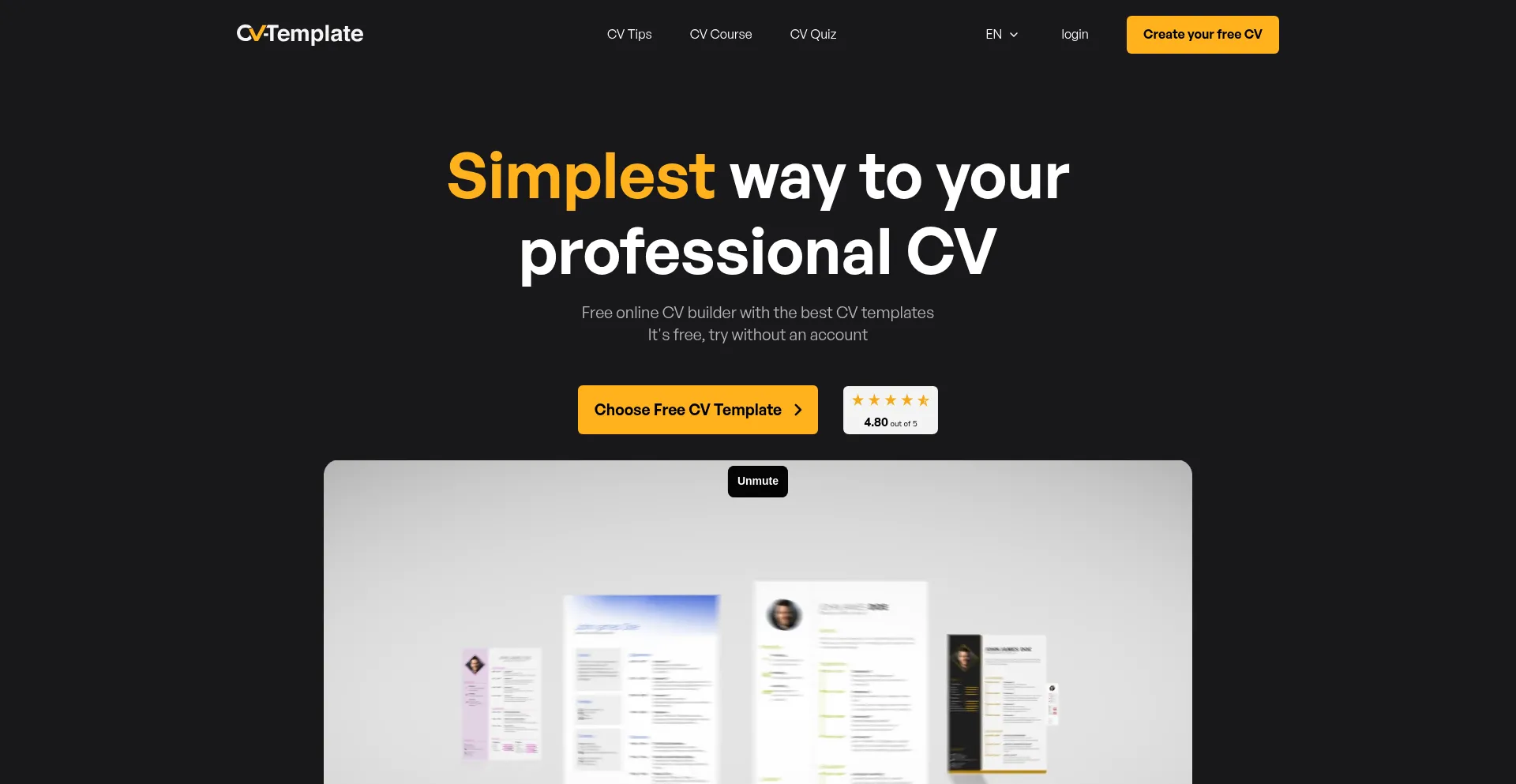 Website screenshot of Cv-template.com