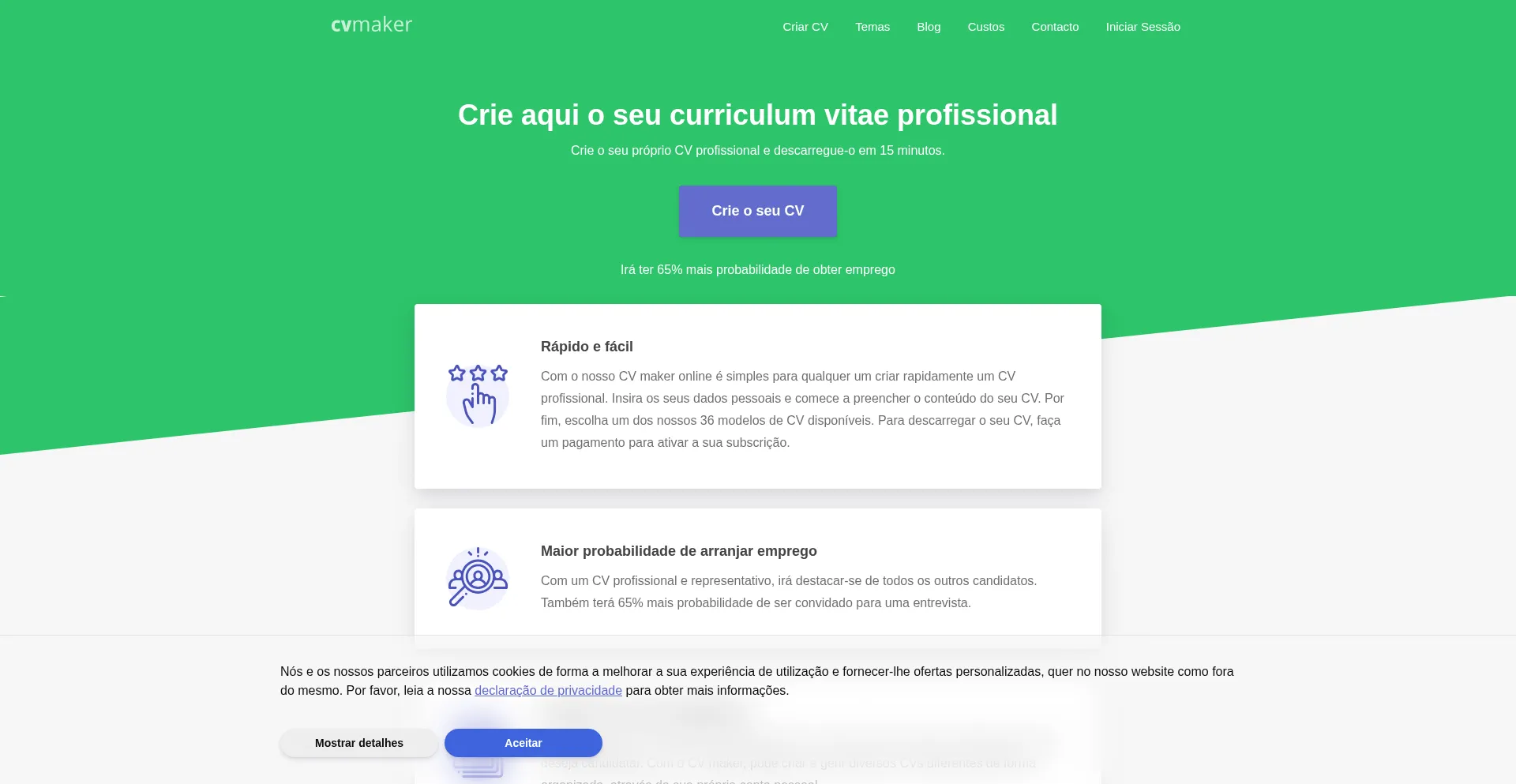 Cvmaker.pt Screenshot