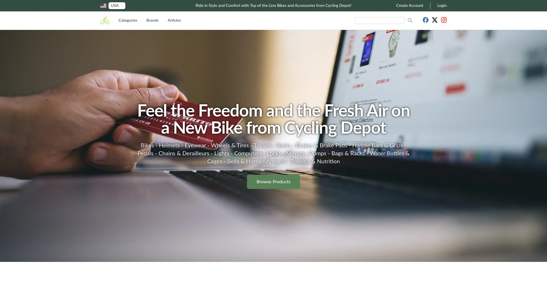 Website screenshot of Cyclingdepot.ca