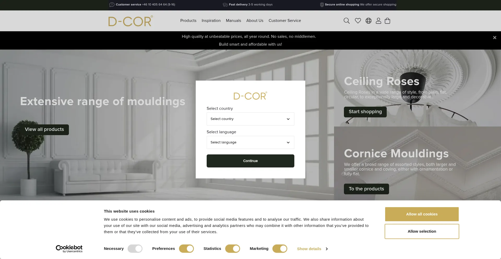 Website screenshot of D-cor.eu
