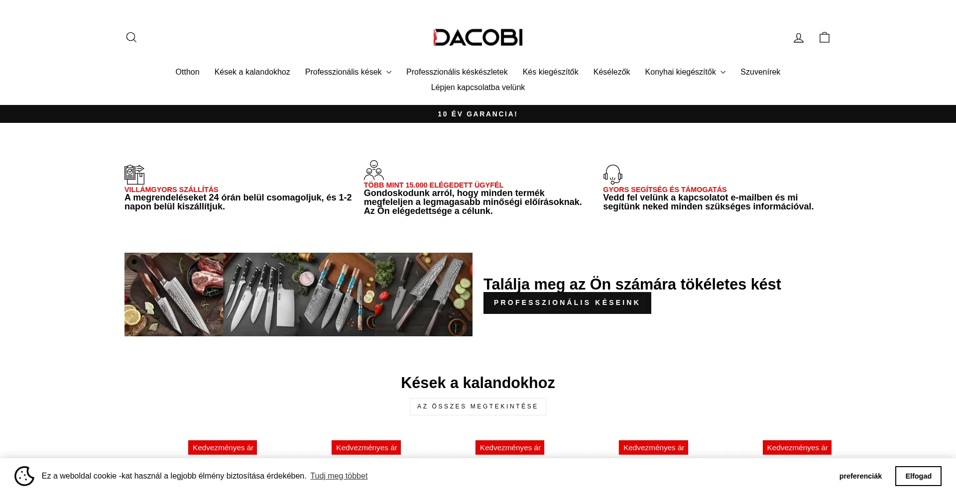 Website screenshot of Dacobi.hu