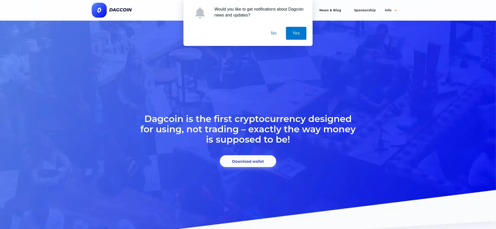 Website screenshot of Dagcoin.org