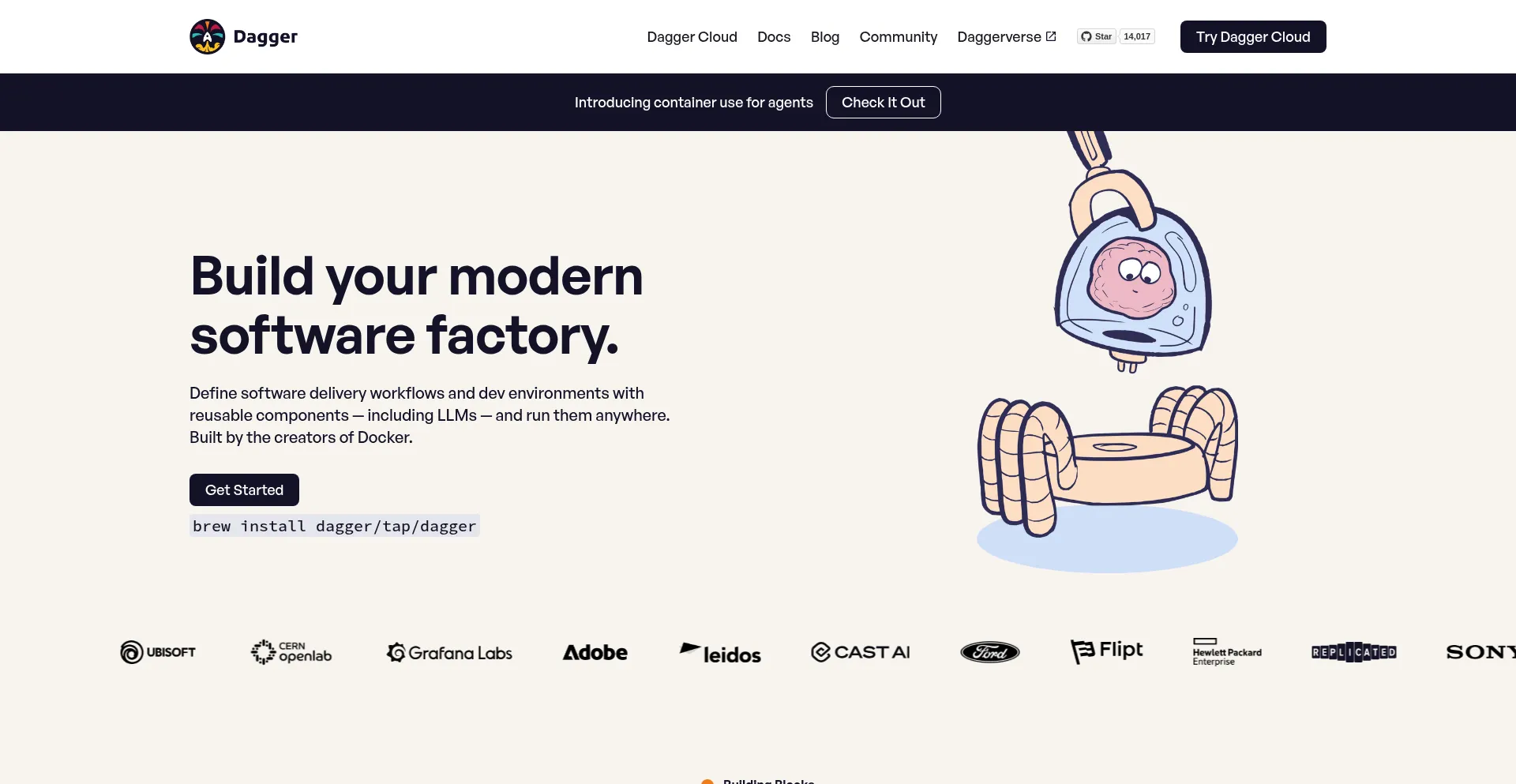 Website screenshot of Dagger.io