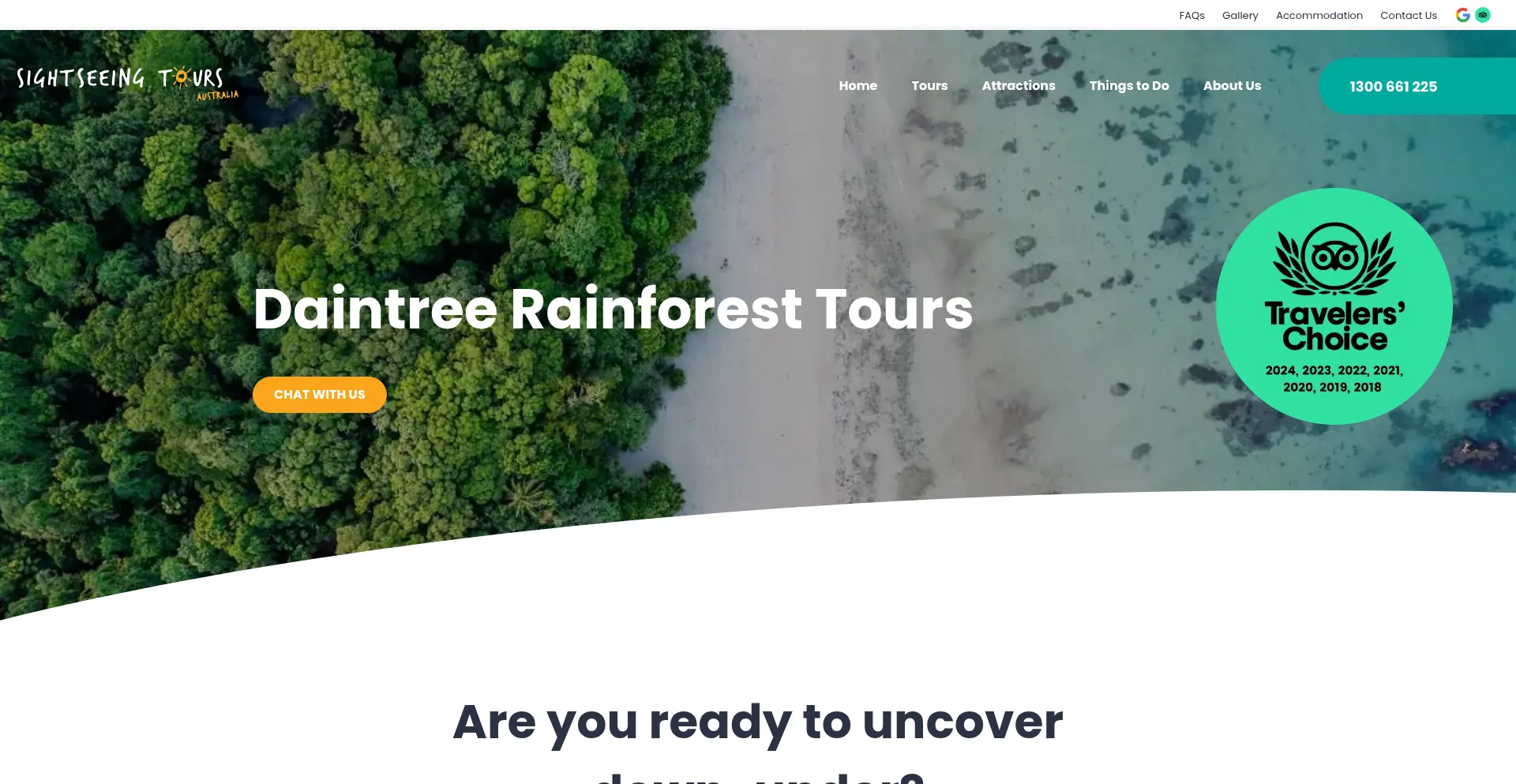 Website screenshot of Daintreerainforesttour.com.au