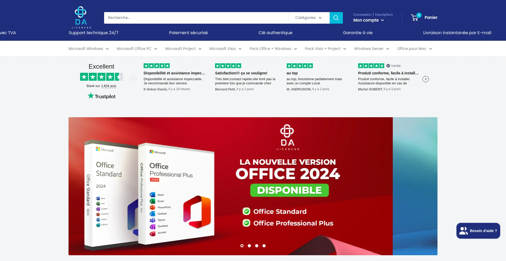 Website screenshot of Dalicences.fr