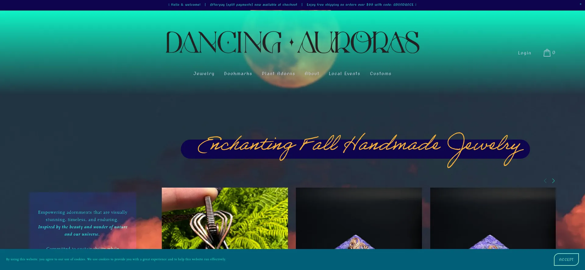 Website screenshot of Dancingauroras.com