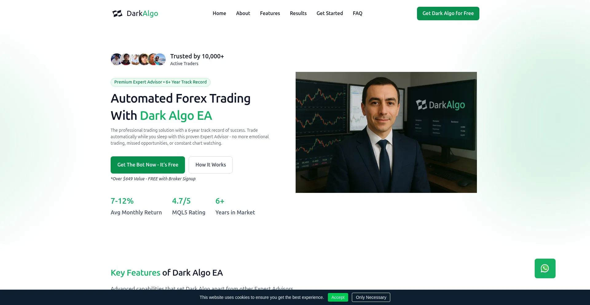 Website screenshot of Darkalgotrading.com