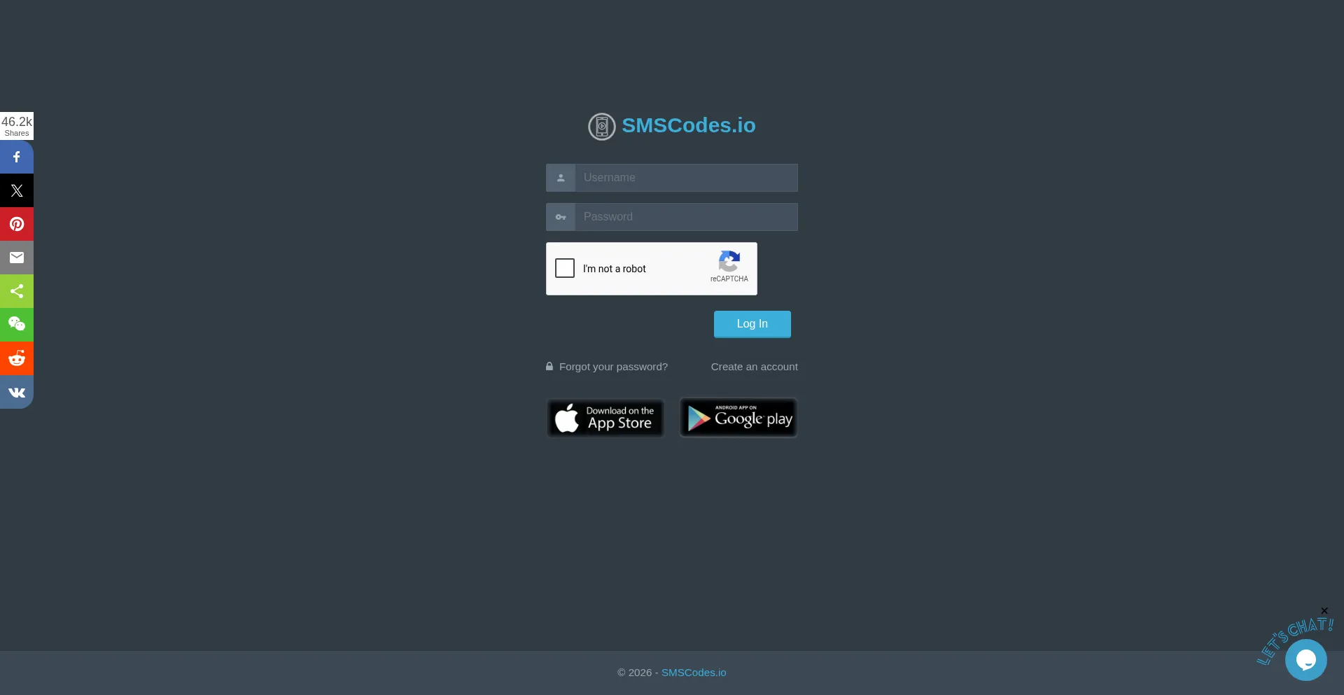 Dashboard.smscodes.io