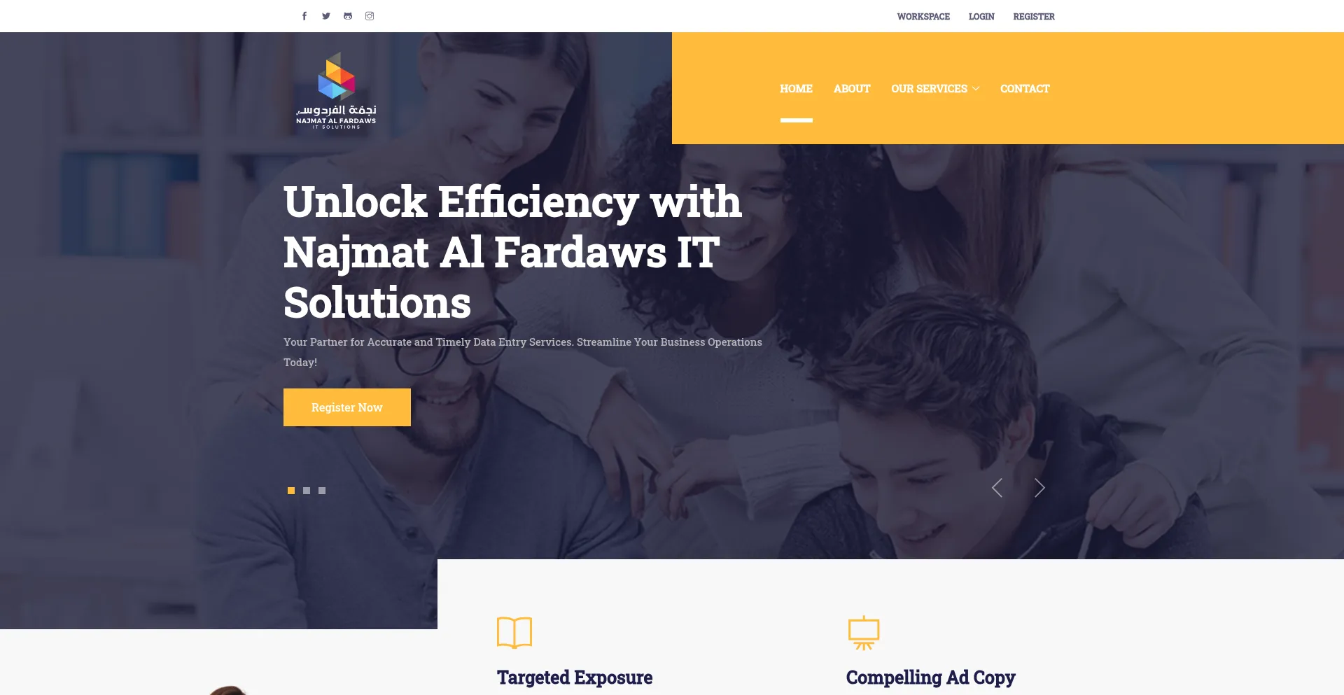 Website screenshot of Dataentry.alfardawsitsolutions.com