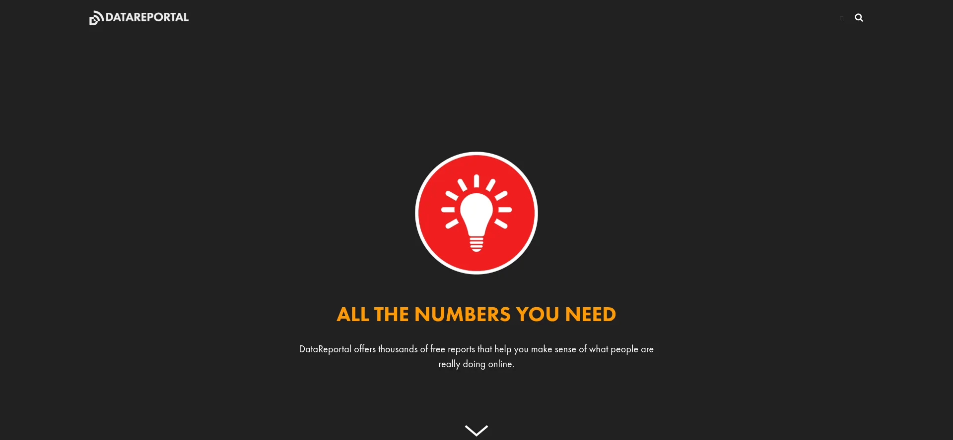Website screenshot of Datareportal.com