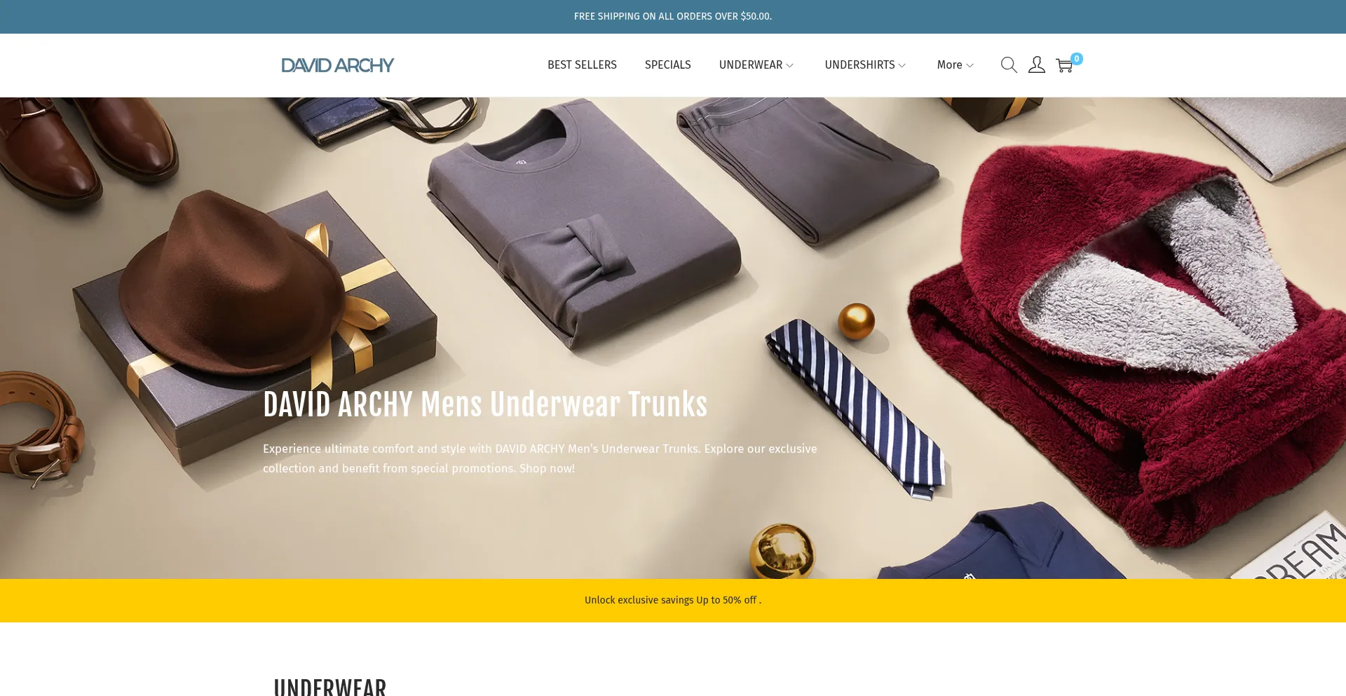 Website screenshot of Davidunderwear.com