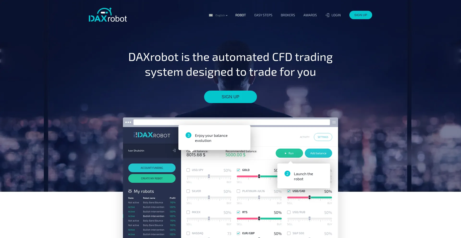 Website screenshot of Daxrobot.com