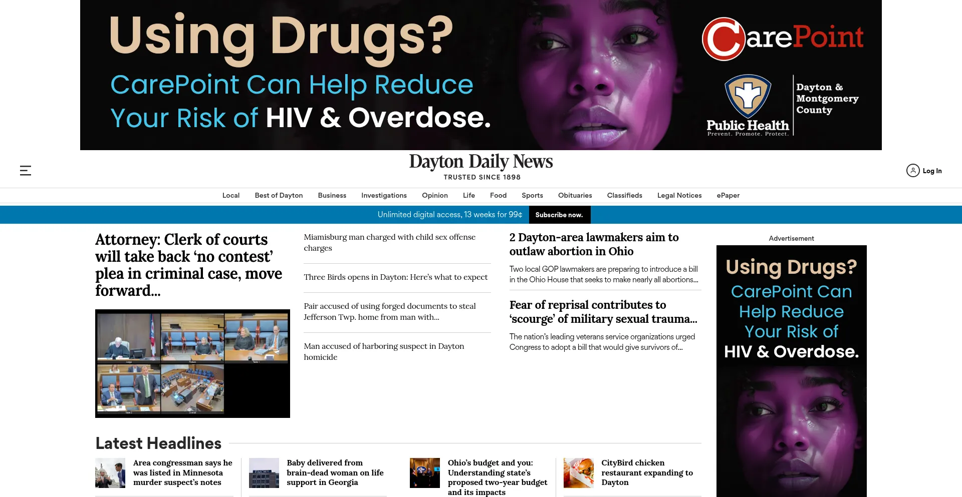 Website screenshot of Daytondailynews.com