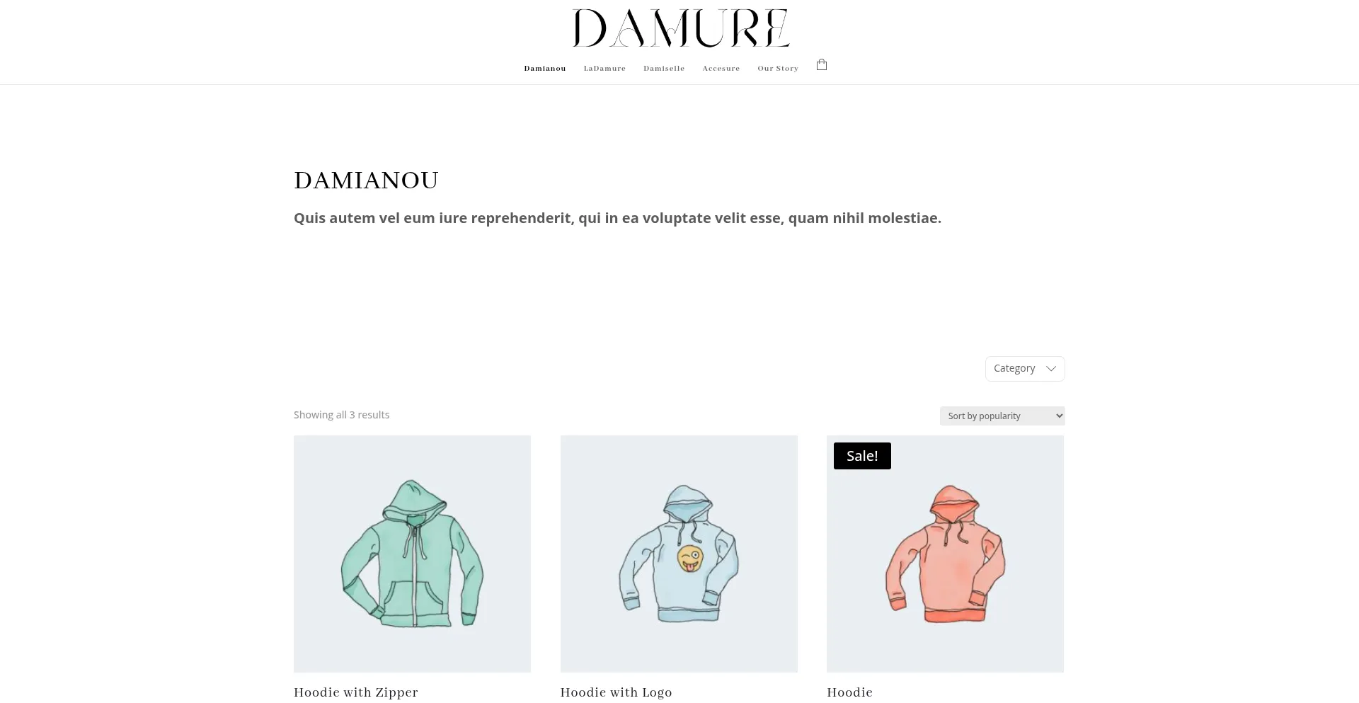 Website screenshot of Ddamure.com