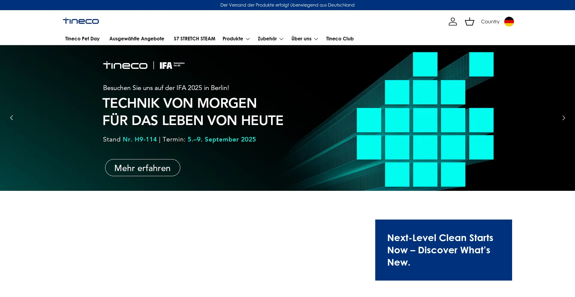 Website screenshot of De-store.tineco.com