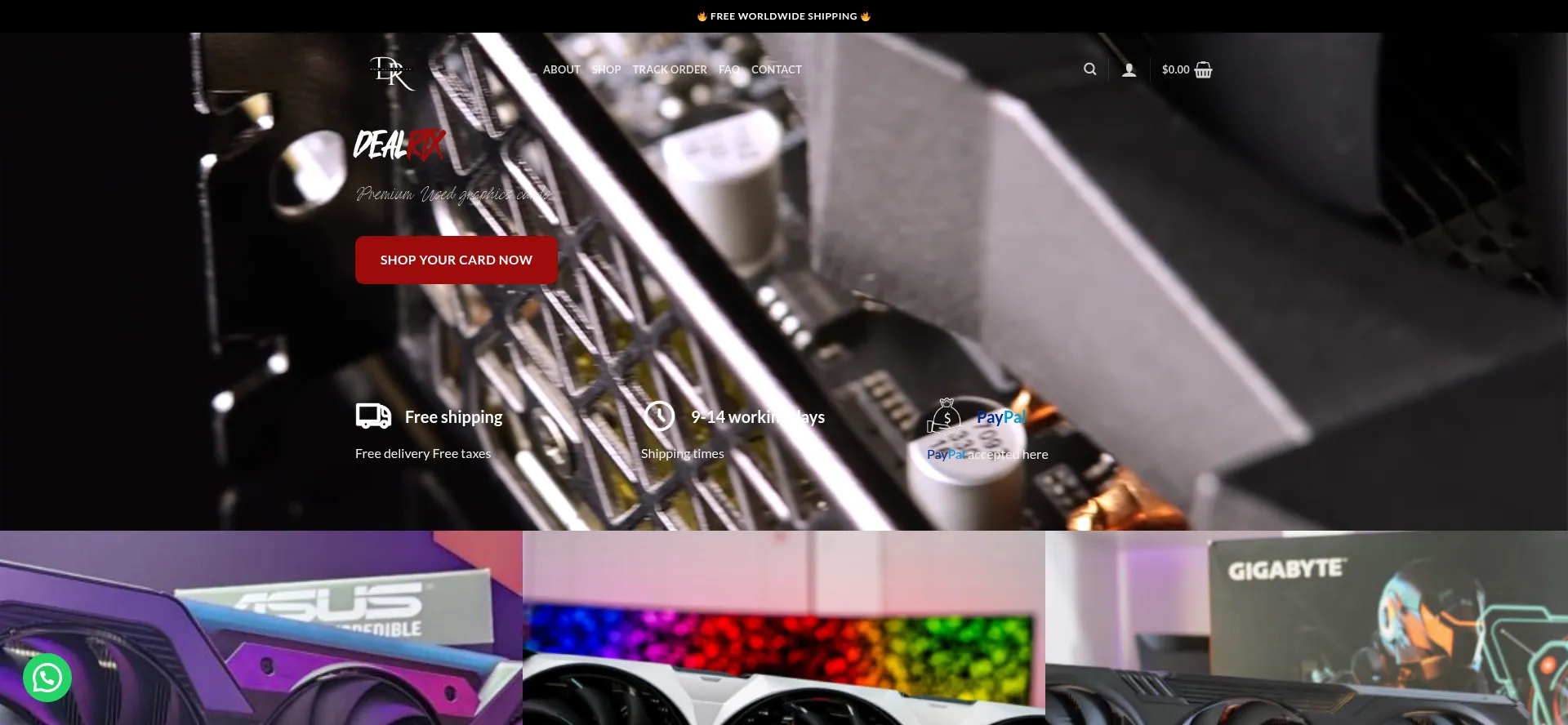 Website screenshot of Dealrtx.com