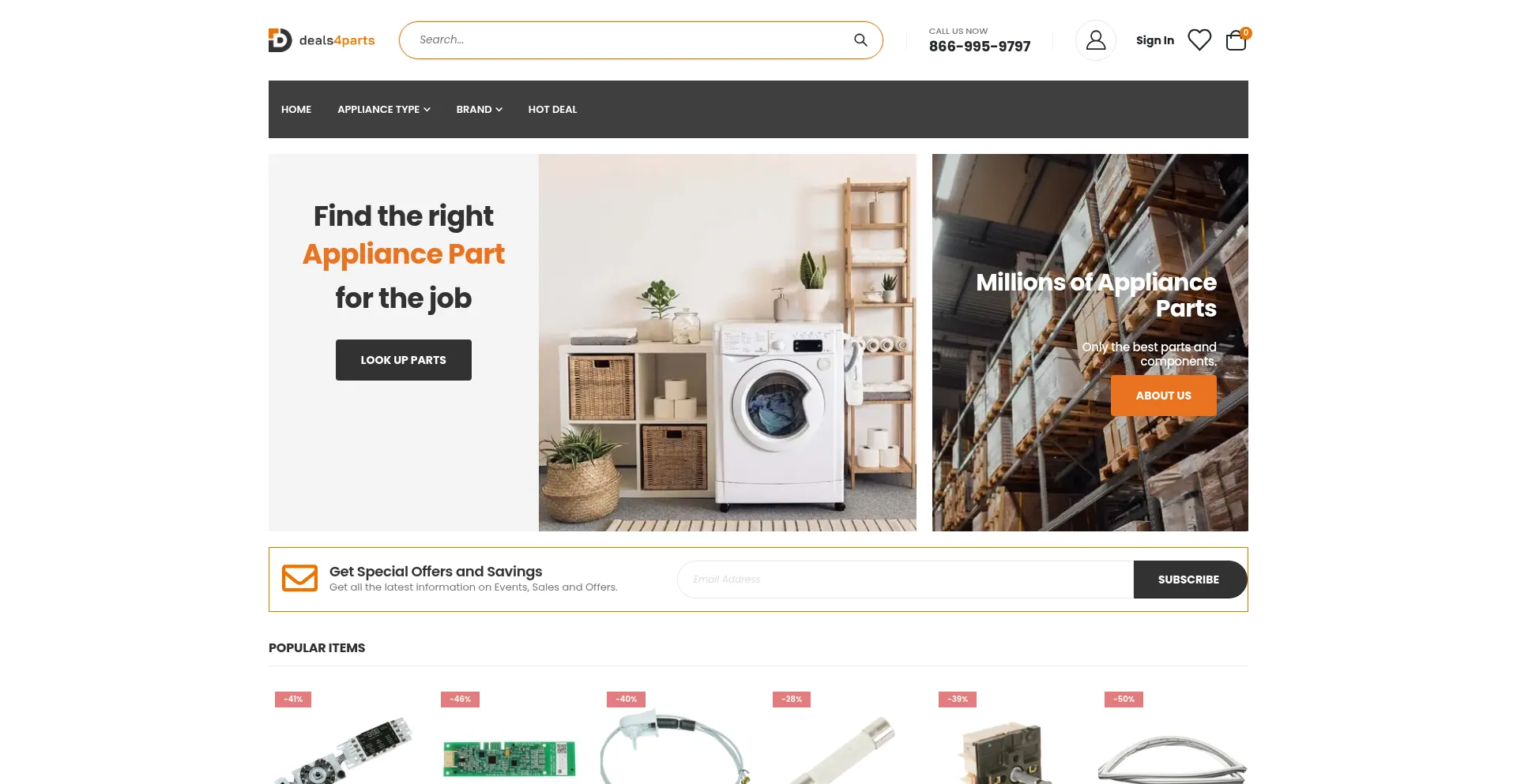 Website screenshot of Deals4parts.com