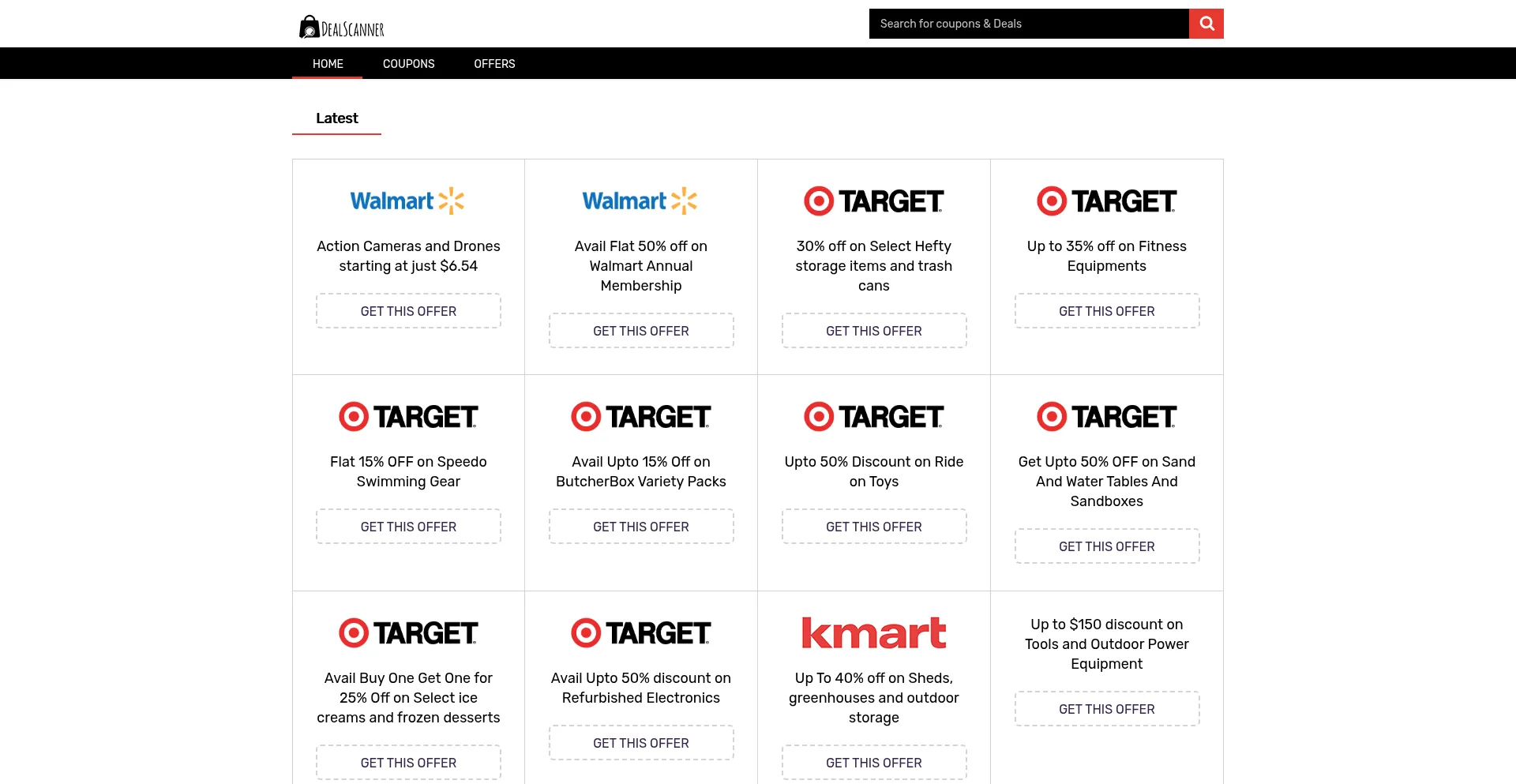 Website screenshot of Dealscanner.cc