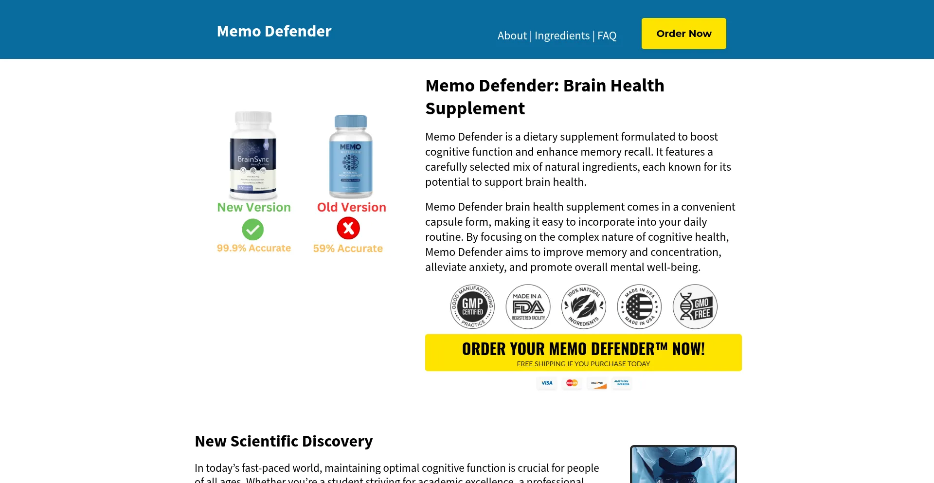 Website screenshot of Defender-memo.com