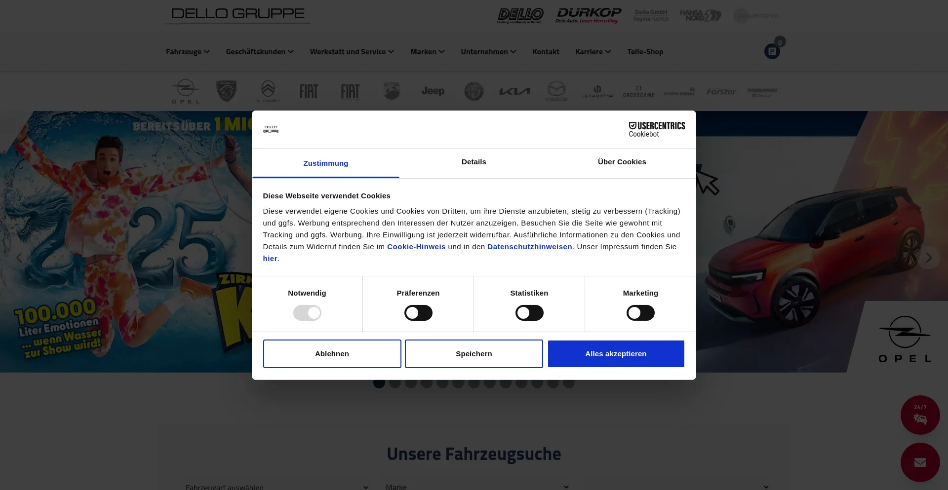 Website screenshot of Dello.de