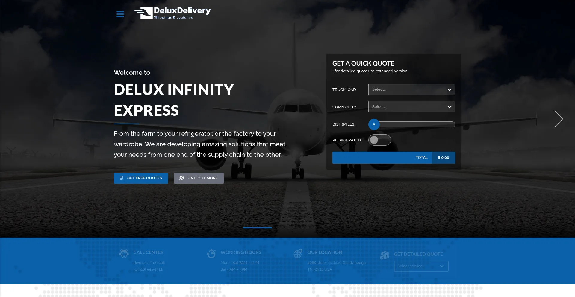 Website screenshot of Deluxinfinityexpress.net