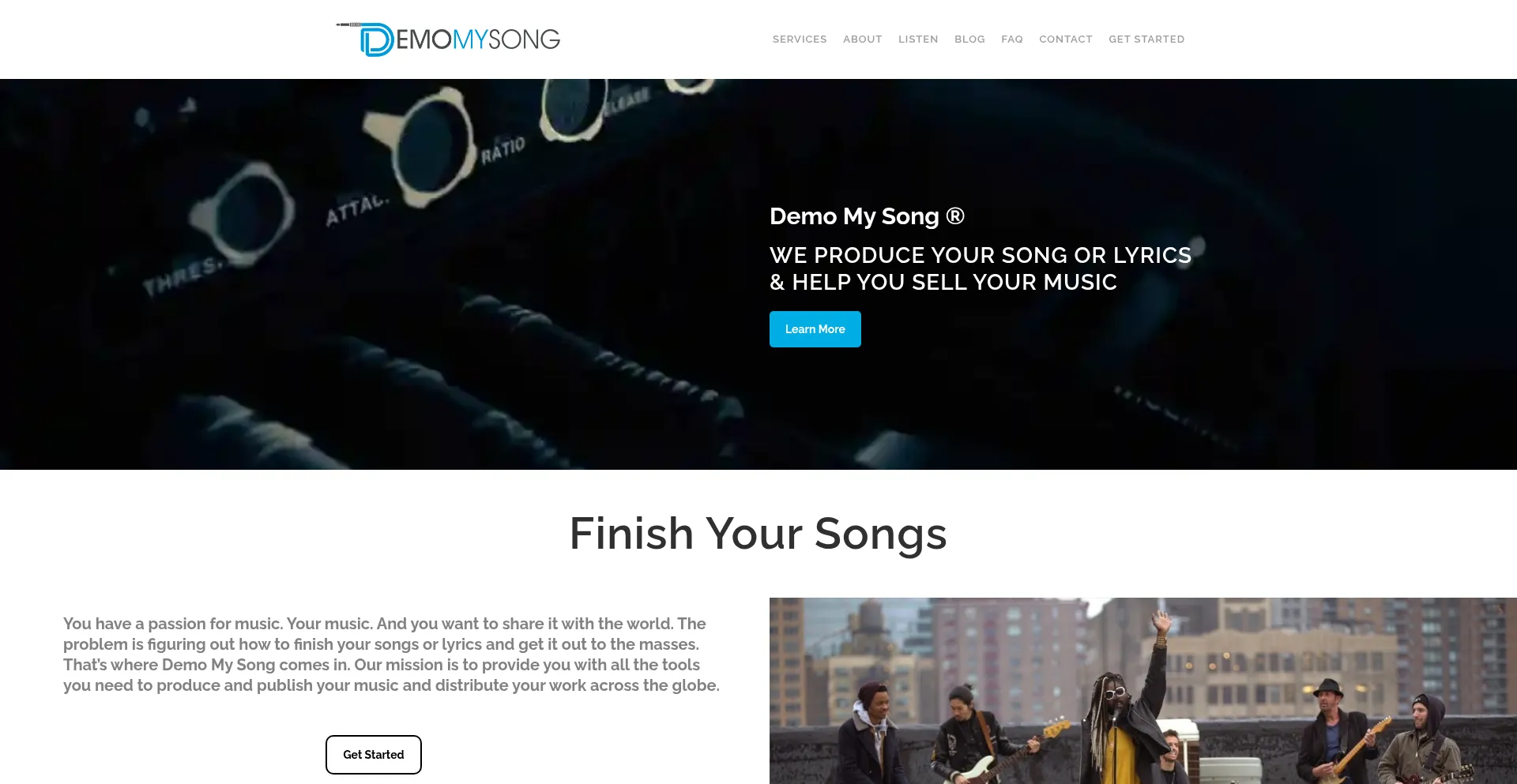 Website screenshot of Demomysong.com