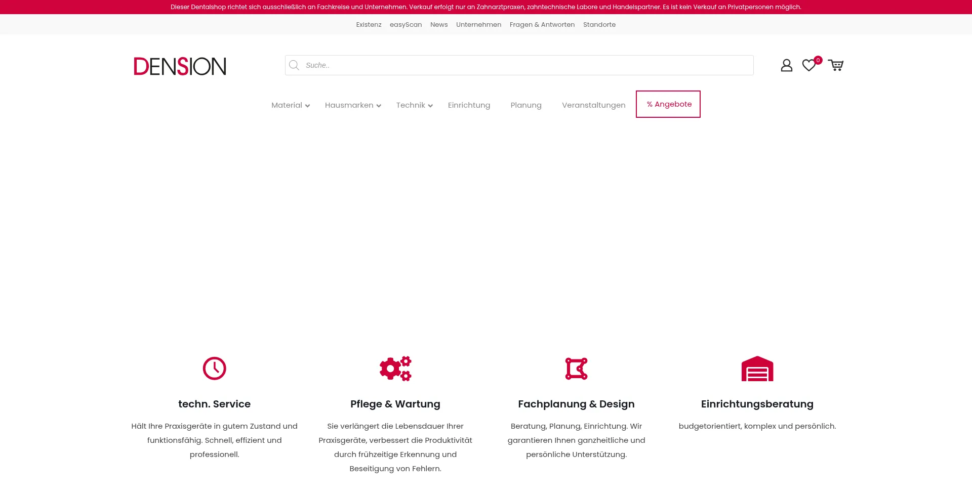 Website screenshot of Dension-dental.de