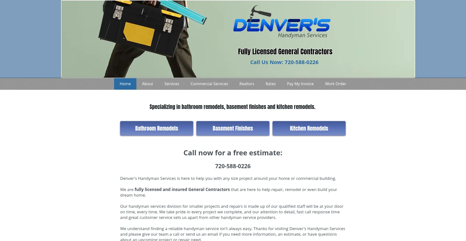 Website screenshot of Denvershandymanservices.com