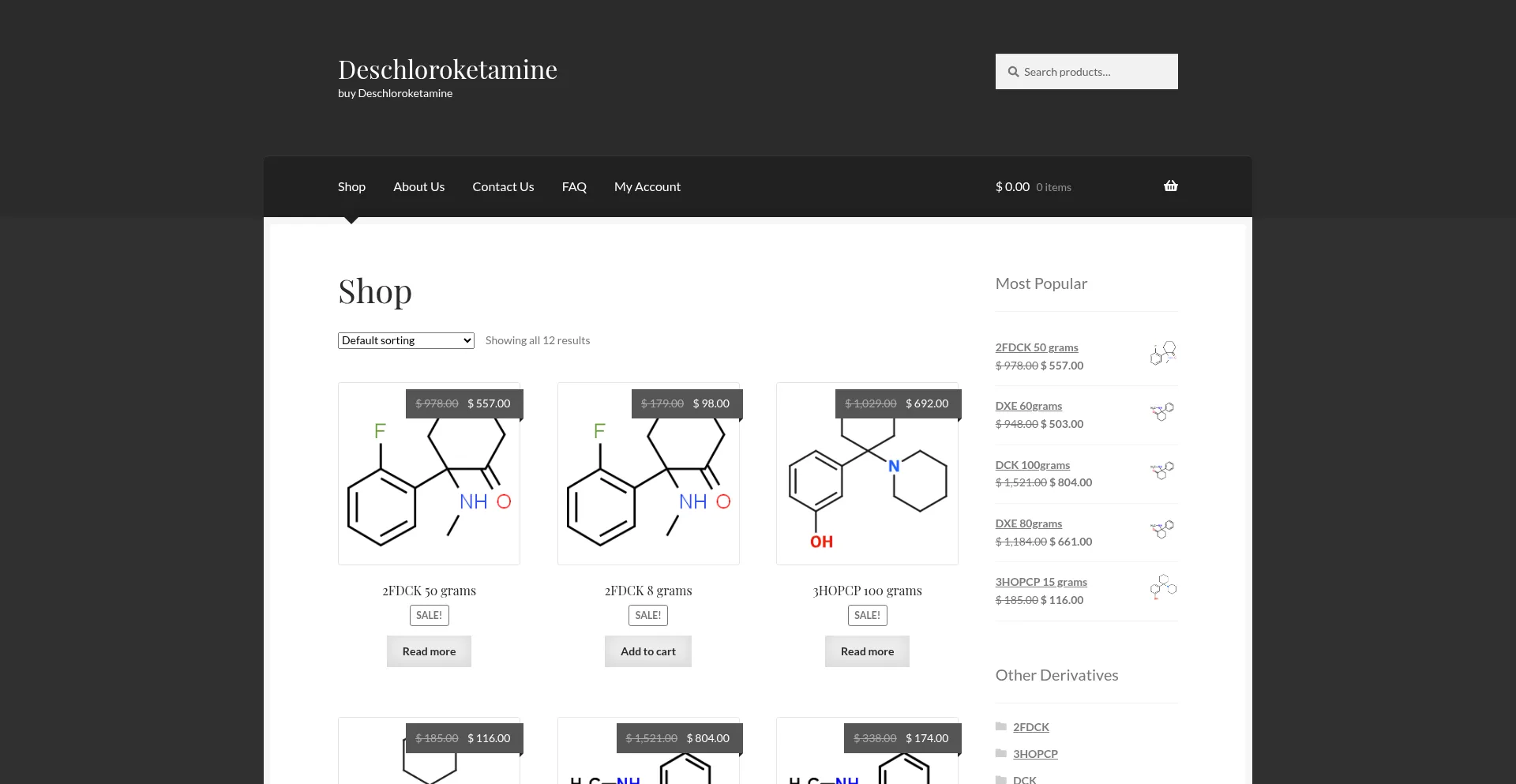 Website screenshot of Deschloroketamine.com