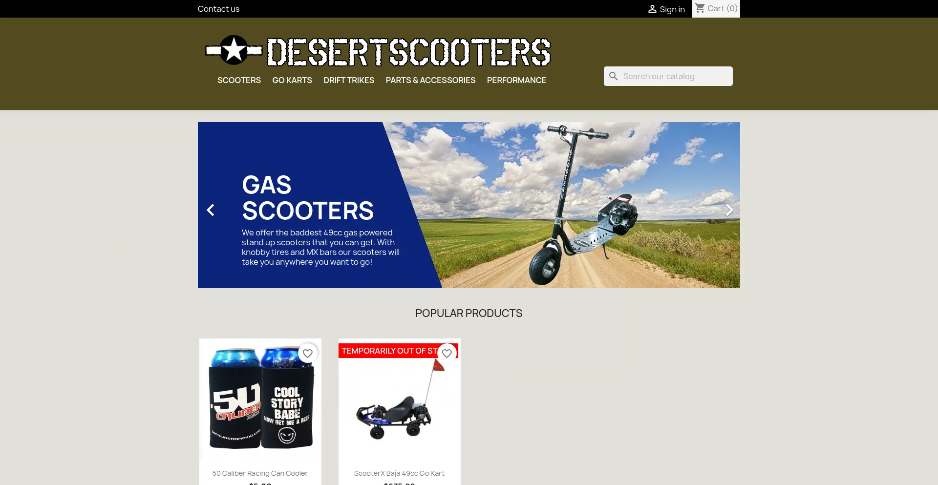 Website screenshot of Desertscooters.com
