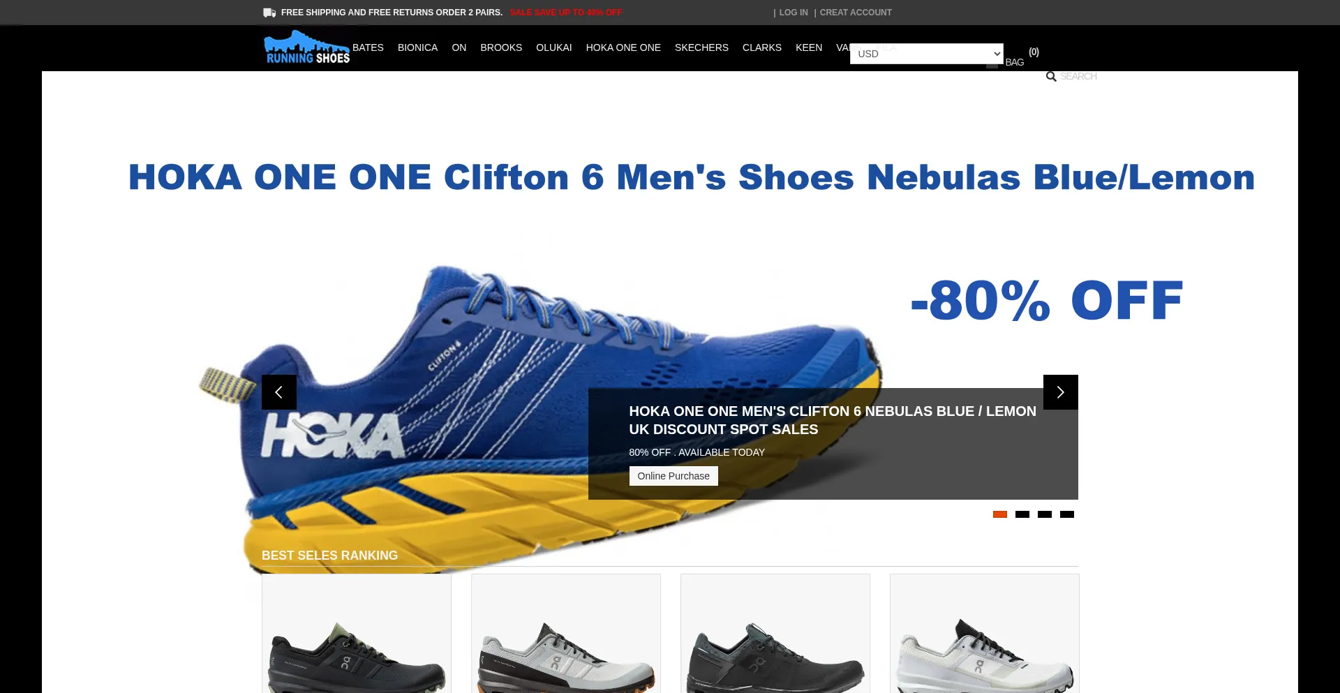 Website screenshot of Designerrunningshoes.com