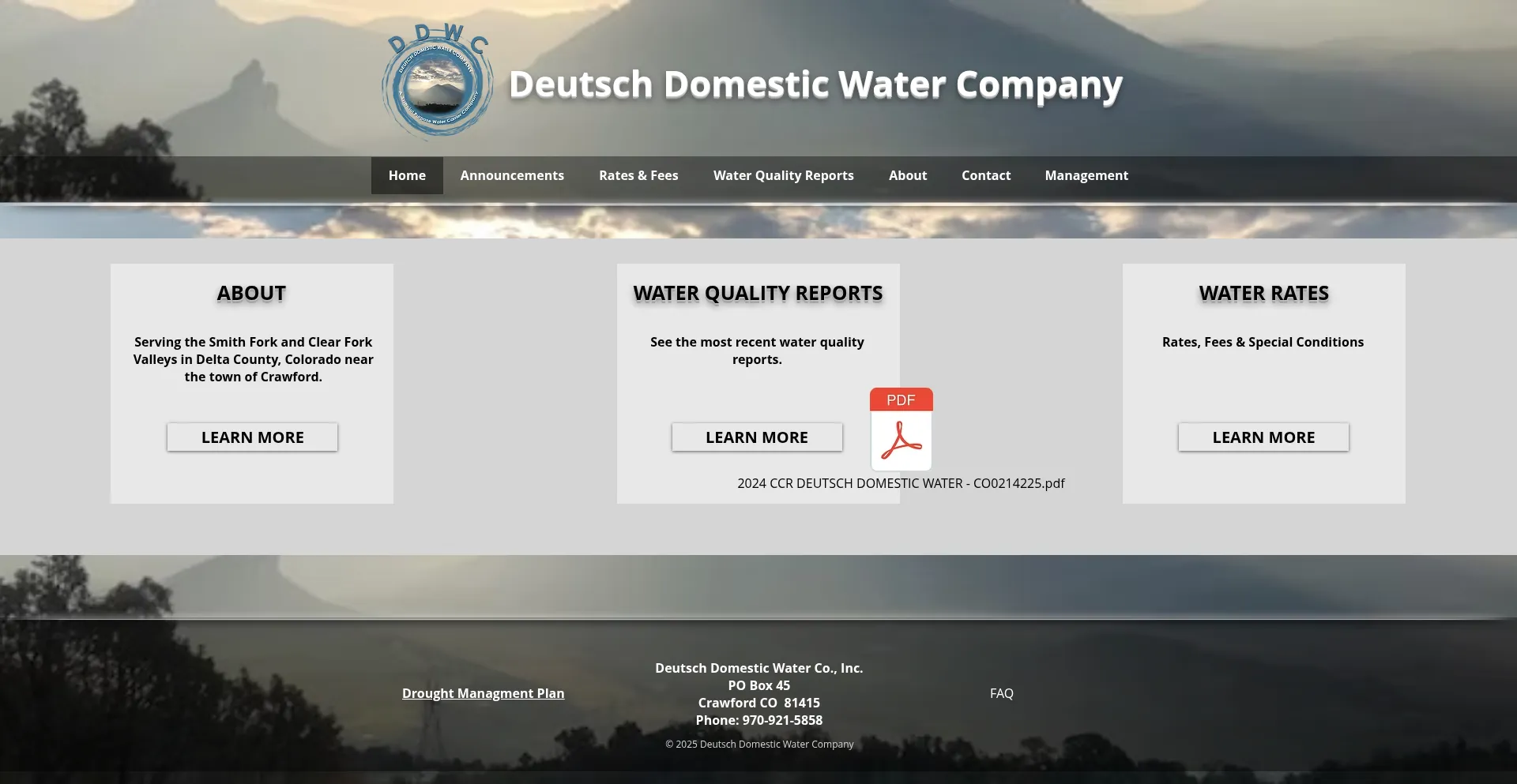 Website screenshot of Deutschwater.com