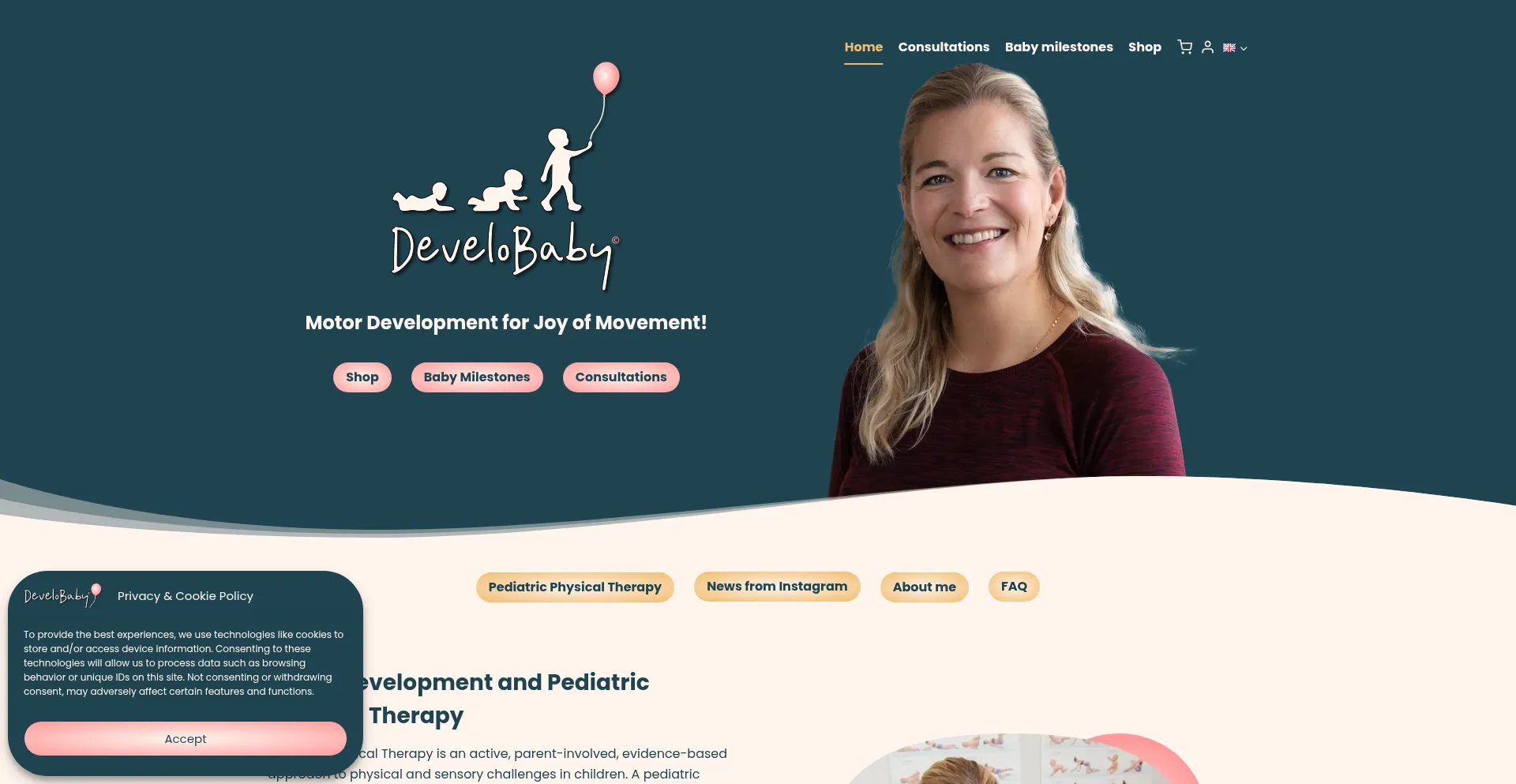 Website screenshot of Develobaby.com