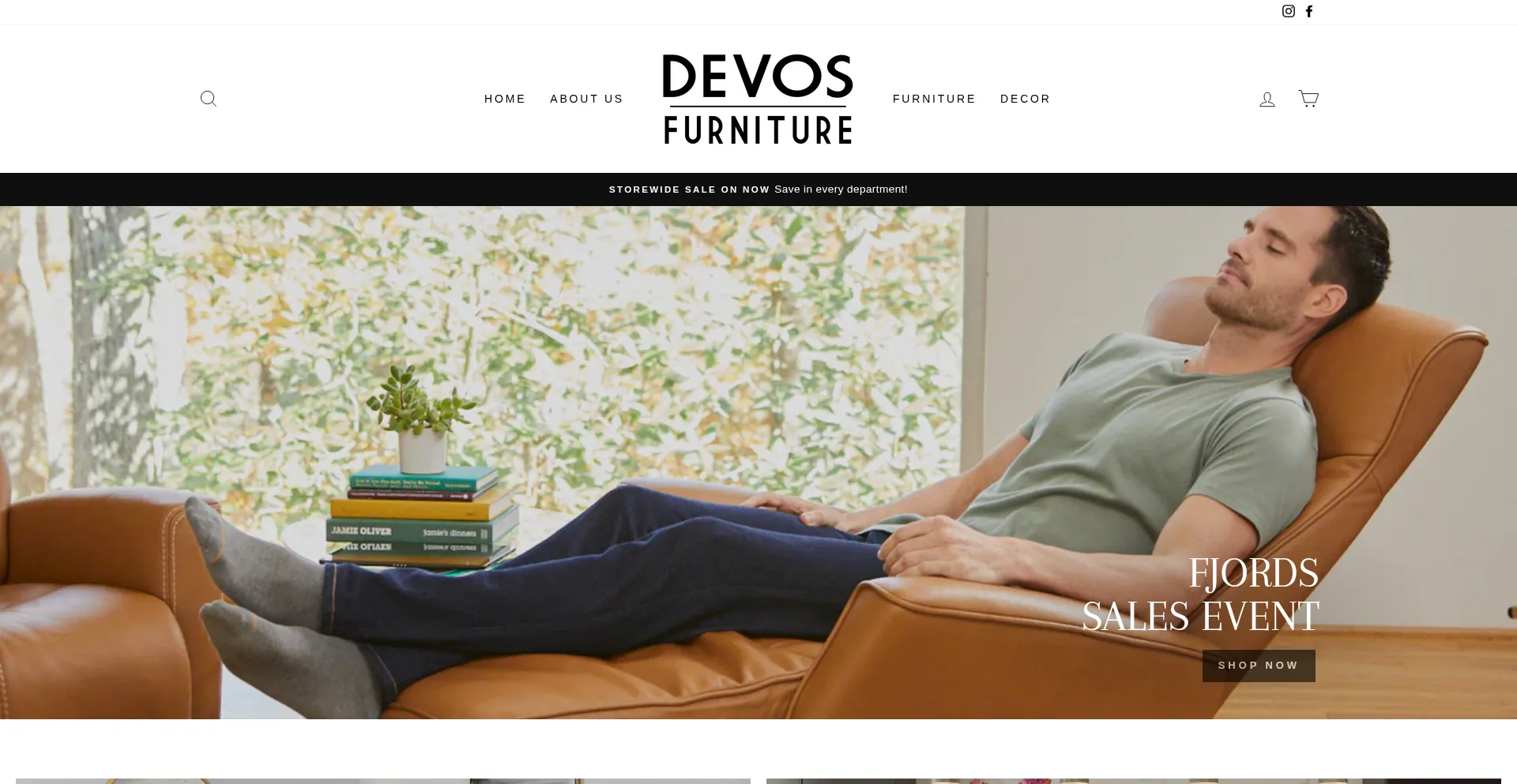 Website screenshot of Devosfurniture.ca