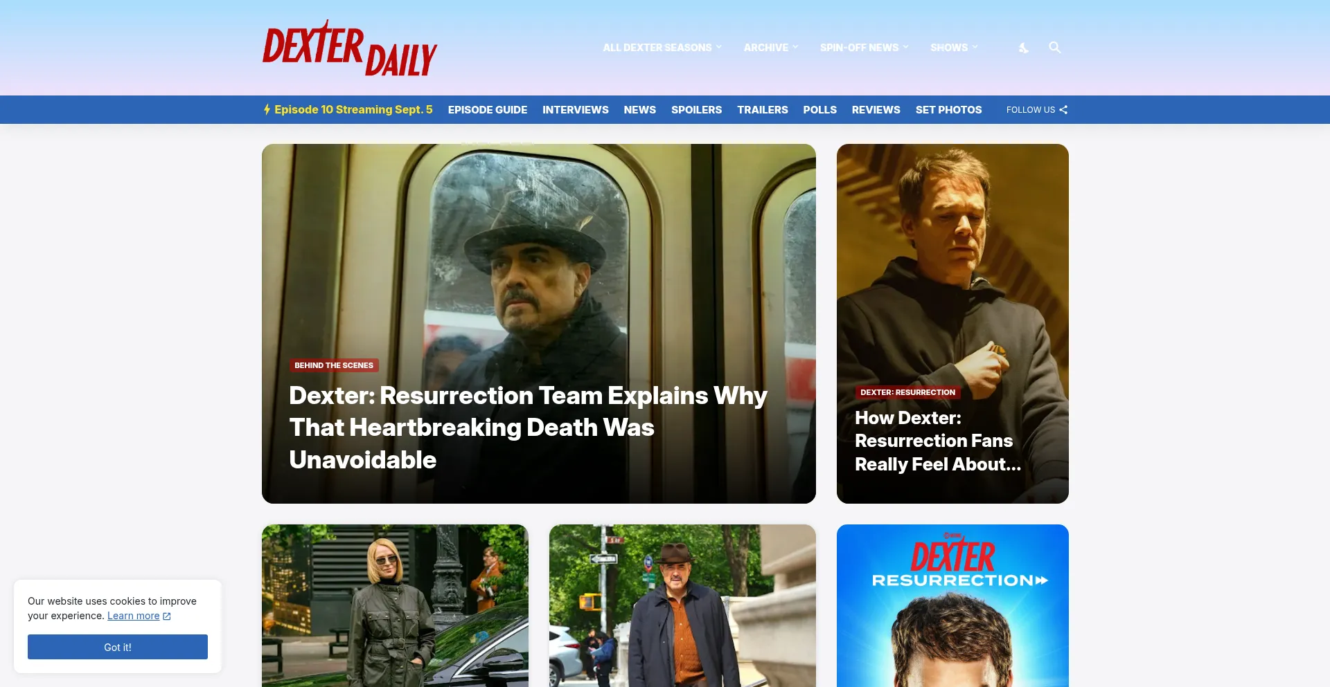 Website screenshot of Dexterdaily.com