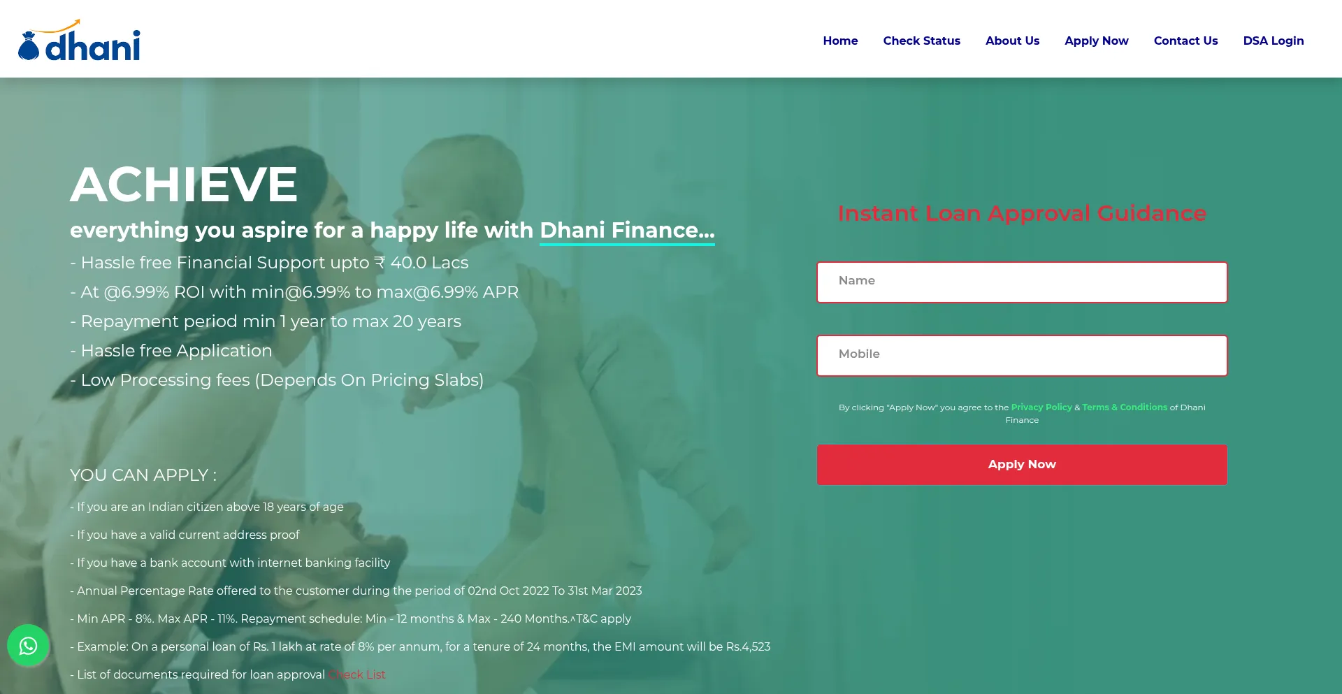 Dhaniloanservices.info Screenshot
