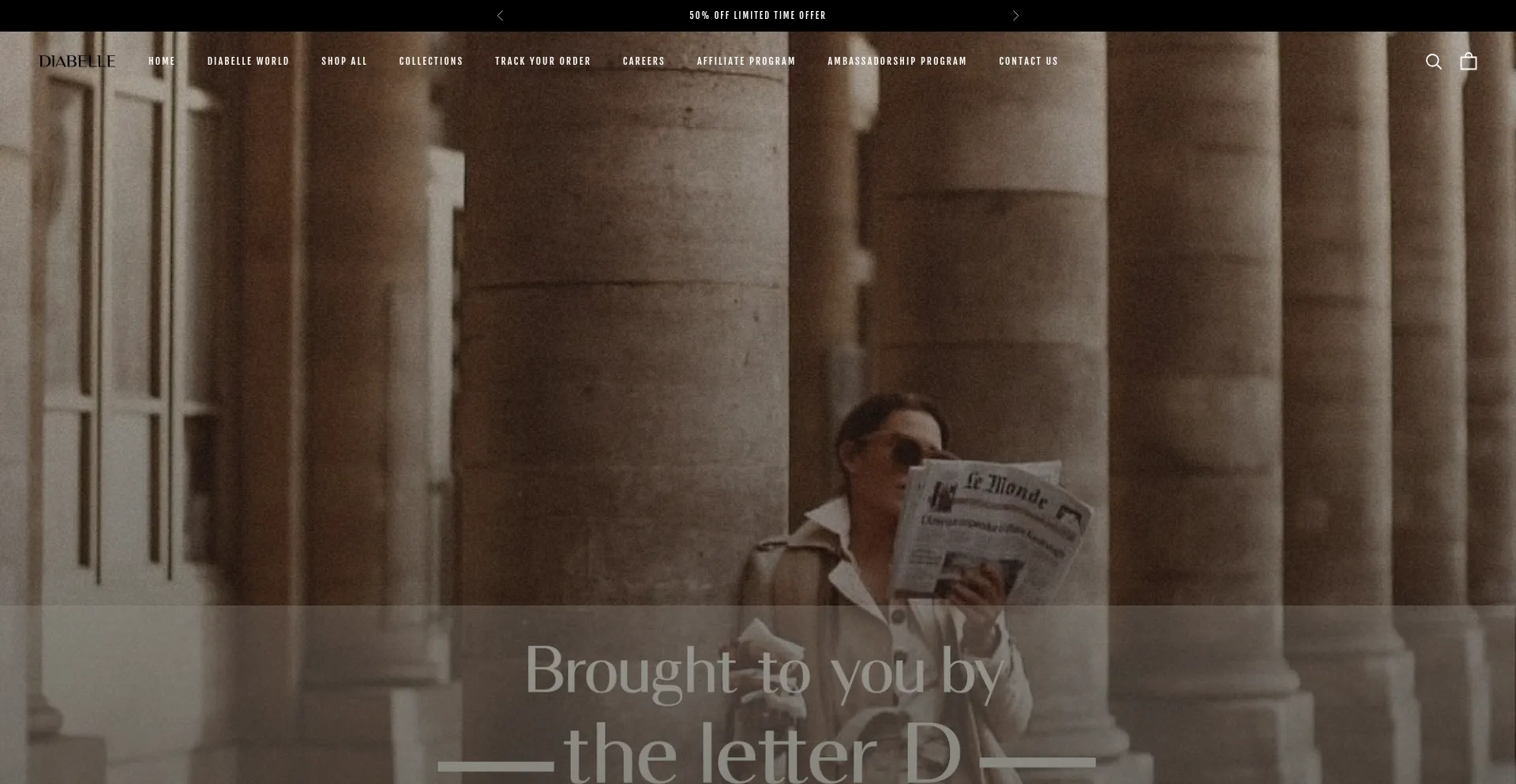 Website screenshot of Diabelleofficial.com
