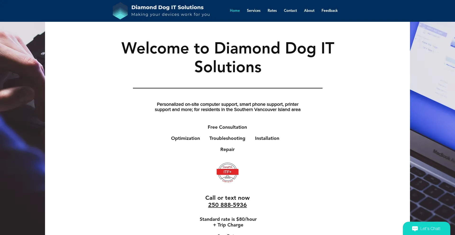 Website screenshot of Diamonddogit.ca