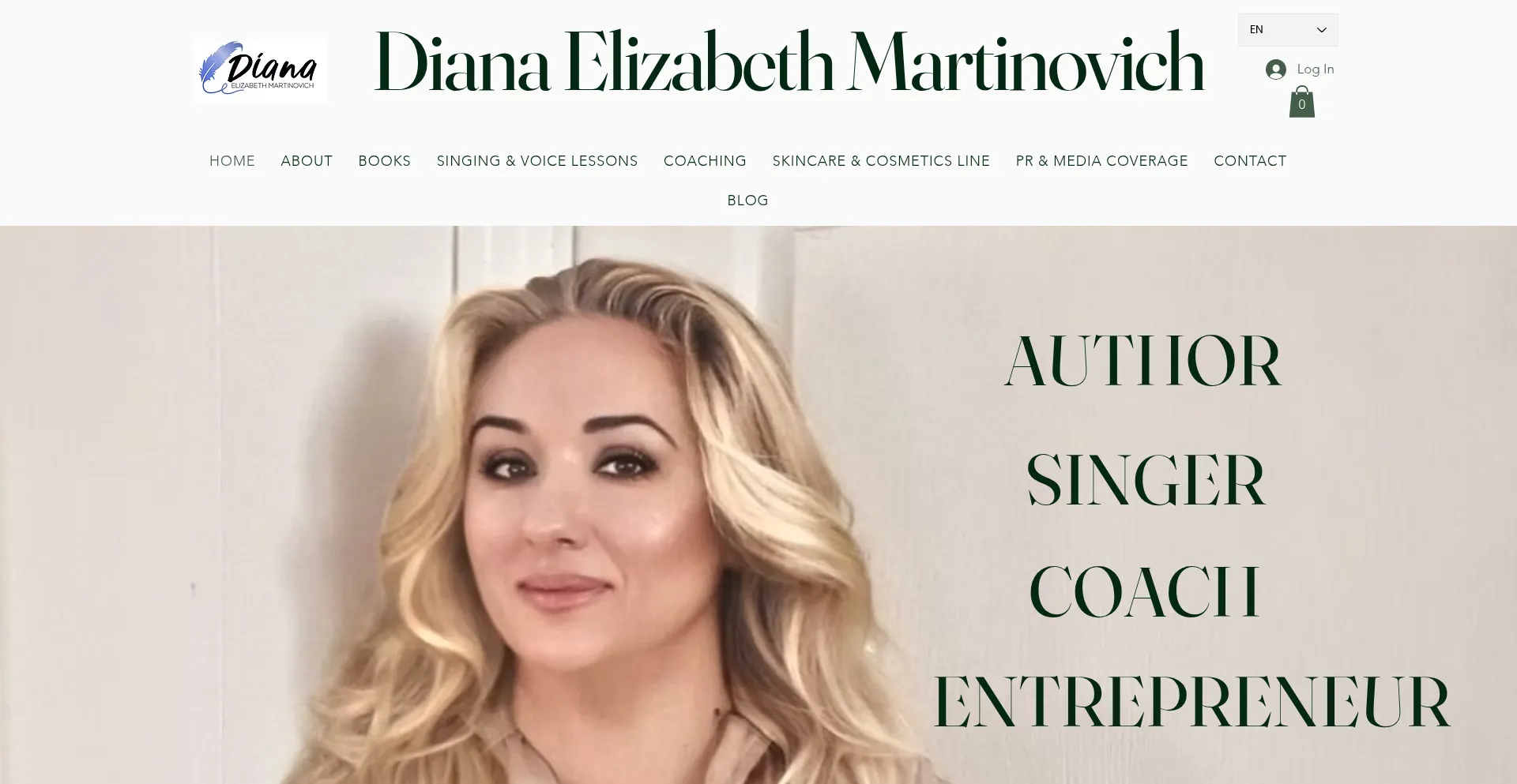 Website screenshot of Dianaelizabethmartinovich.com
