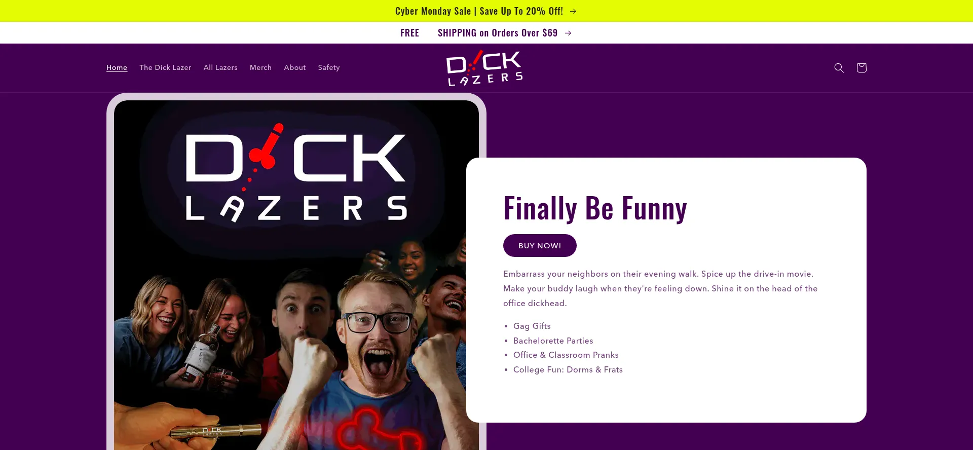 Website screenshot of Dicklazers.com