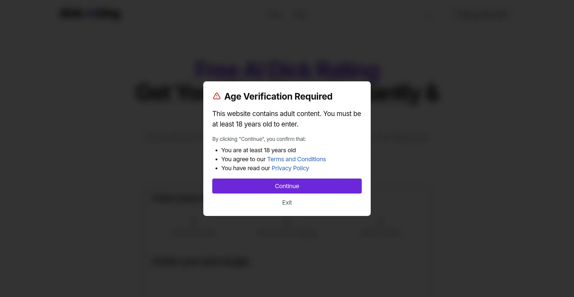 Website screenshot of Dickrating.io
