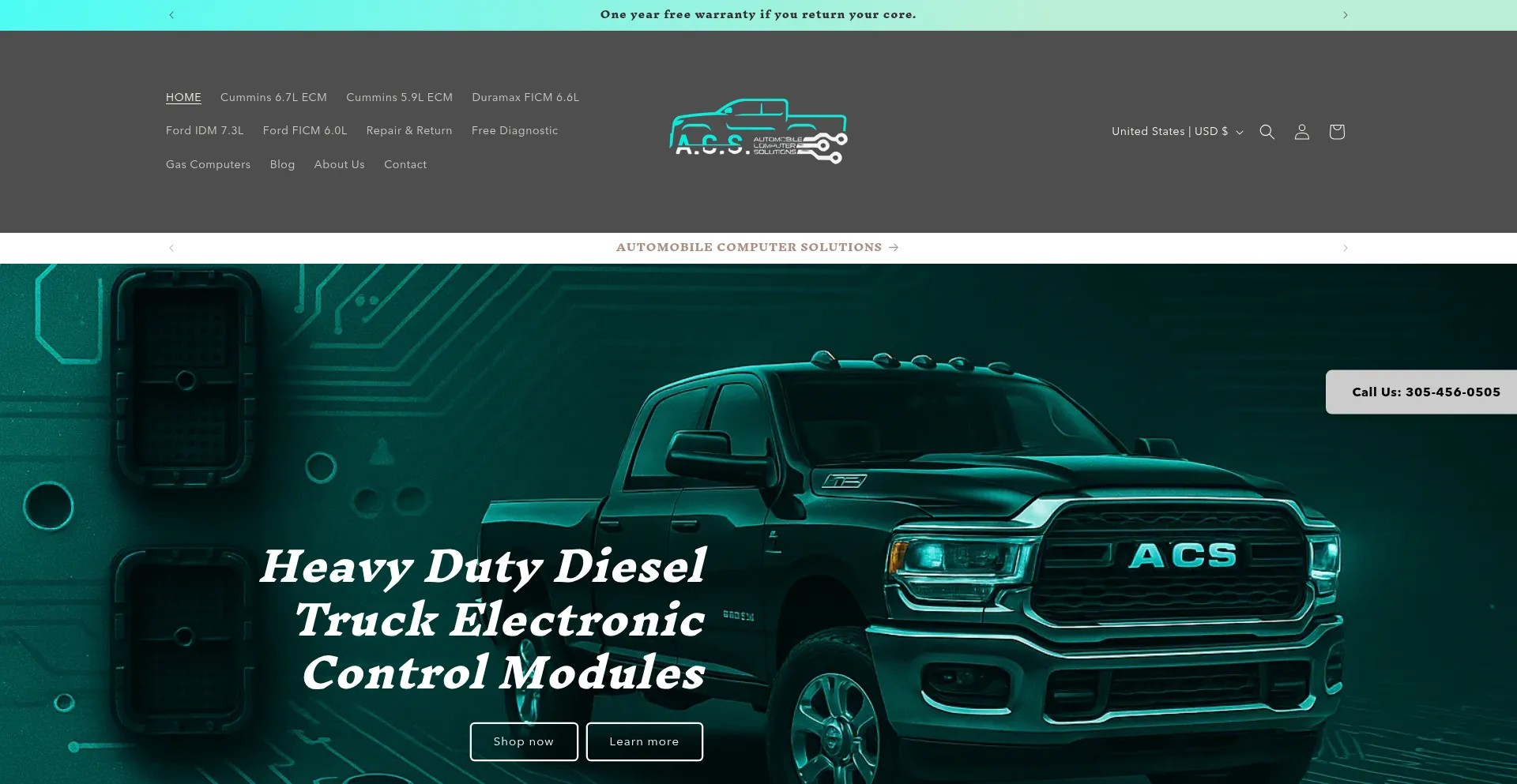 Website screenshot of Dieselacs.com
