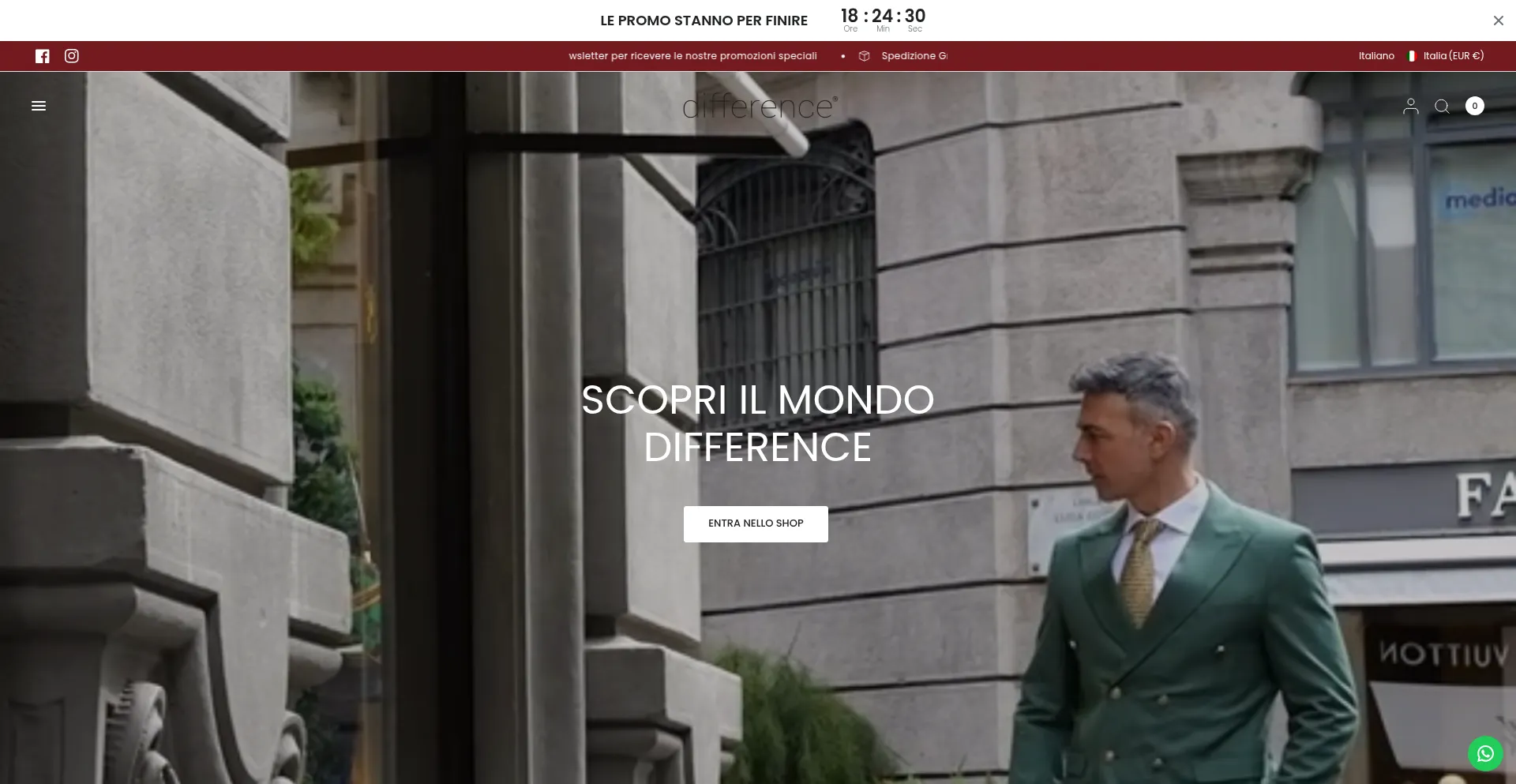 Website screenshot of Differencestore.it