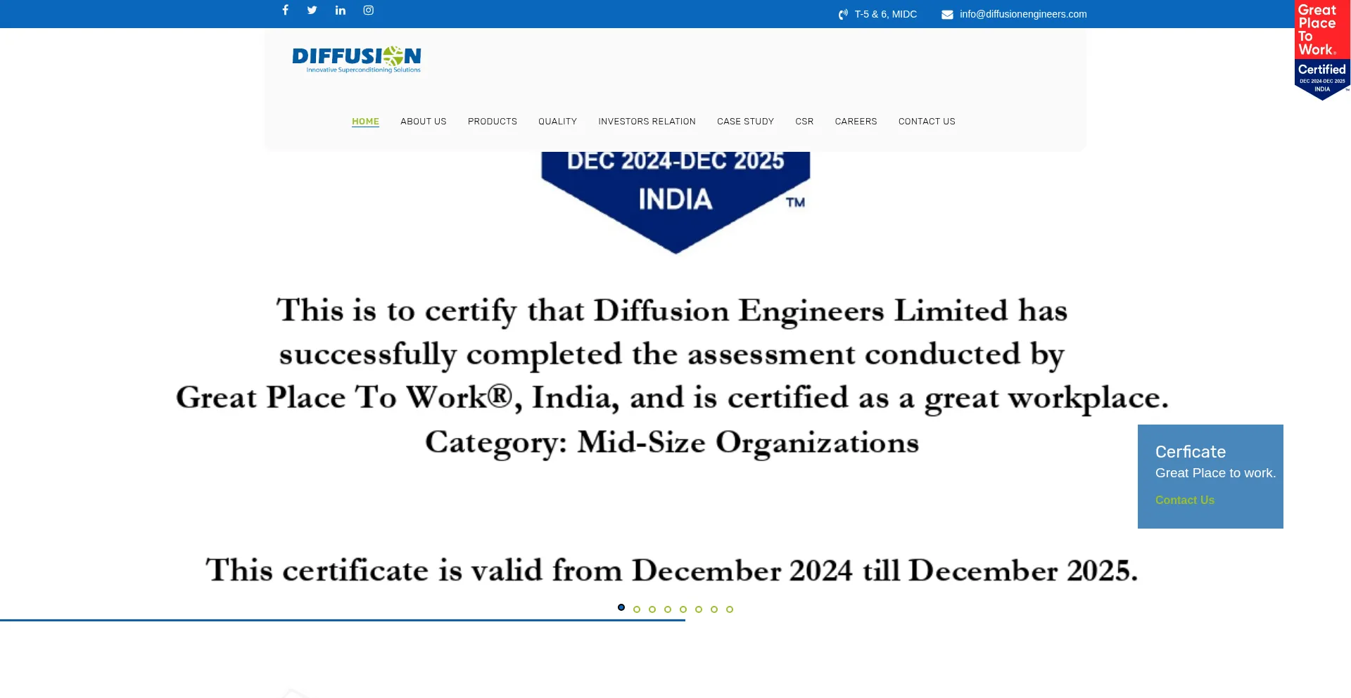 Website screenshot of Diffusionengineers.com